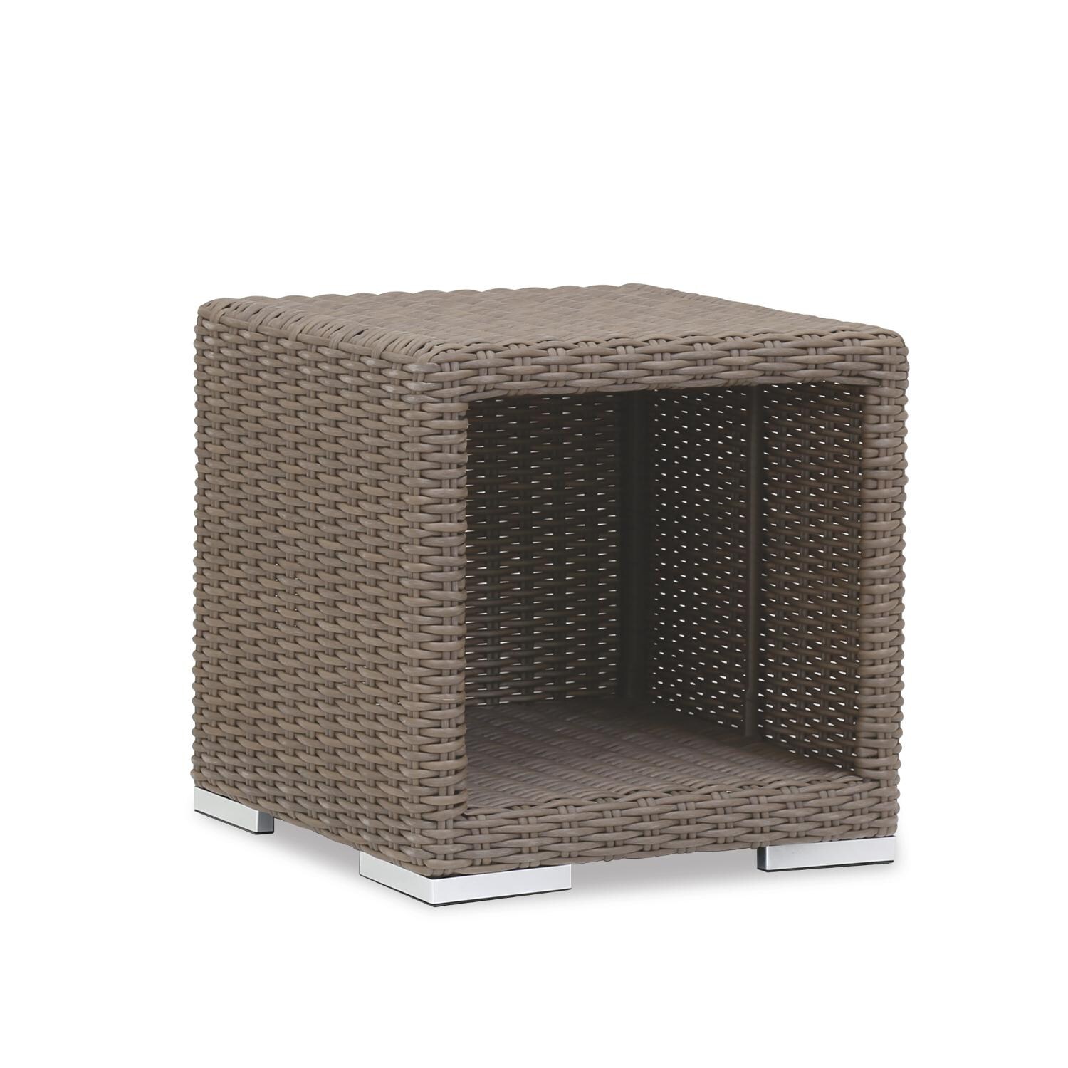 Sunset West - Coronado 3 Piece Resin Wicker Patio Chaise Set W/ End Table & Sunbrella Canvas Flax Cushions - Coronado 22-Inch Square Patio End Table thumbnail