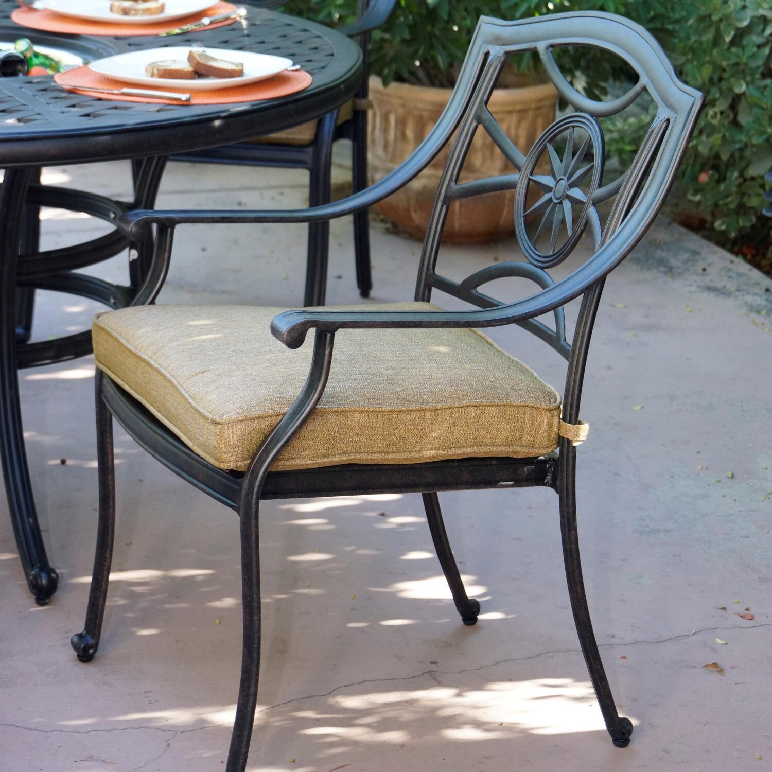 Ten Star Cast Aluminum Patio Dining Chair W/ Sesame Cushion By Darlee - Side View thumbnail