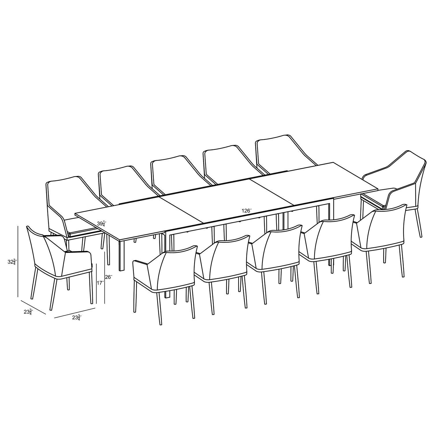 Starlook Bay 13 Pc Extendable Dining Set in White/Barnwood by Lakeview - Dimensional thumbnail