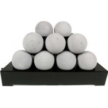 Rasmussen 20-Inch Light Gray ALTERNA FireBall Set With Vent Free Natural Gas Black Chassis Burner - Variable Flame Remote