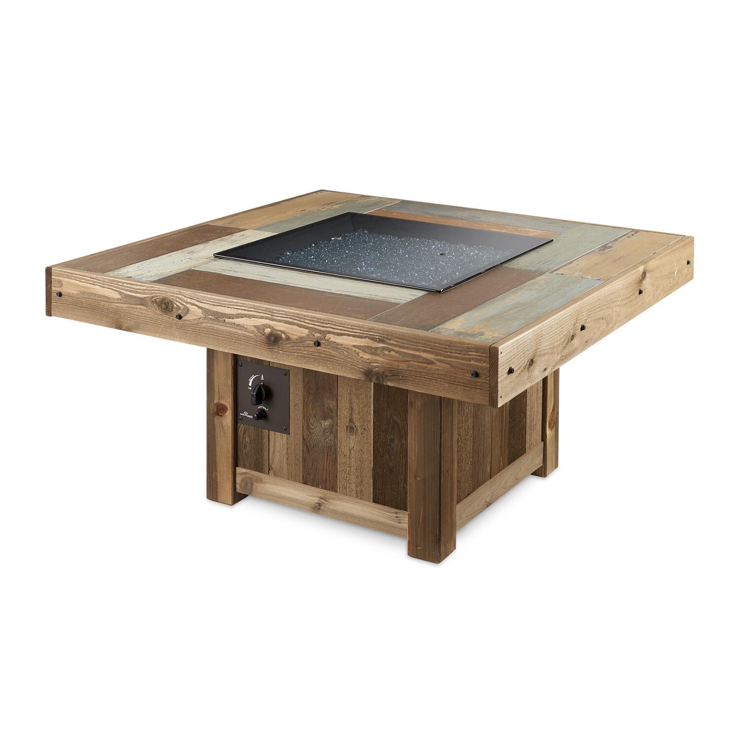 The Outdoor GreatRoom Company Vintage Square Gas Fire Pit Table - Includes grey glass burner cover thumbnail