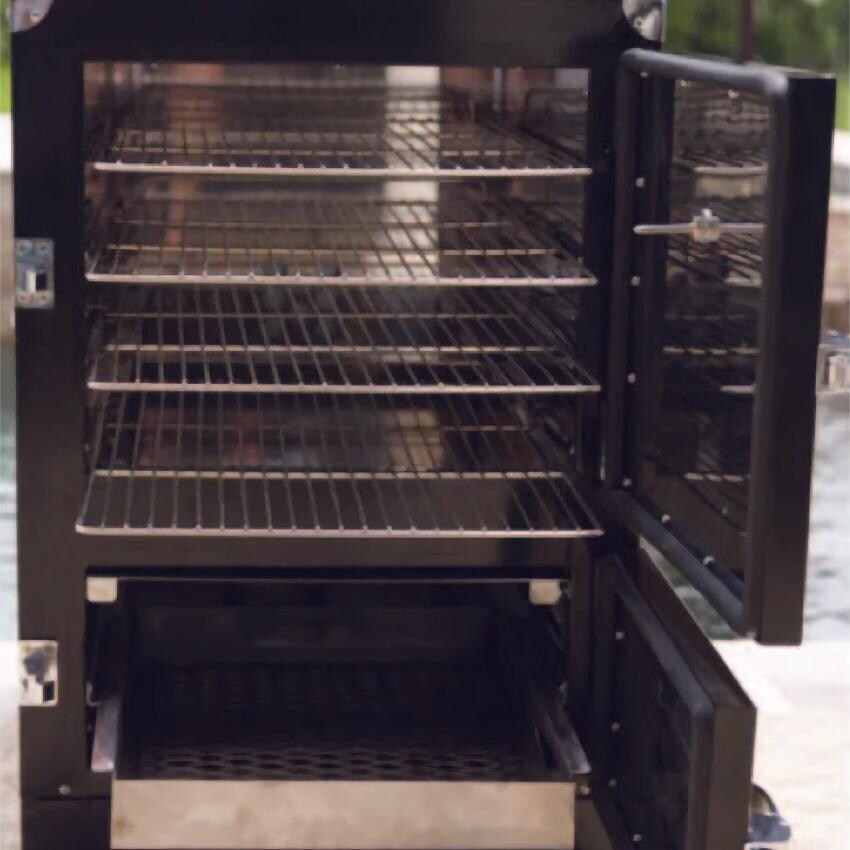Backwoods G3CHUBBY G3 Chubby Vertical Charcoal Smoker - Door Open