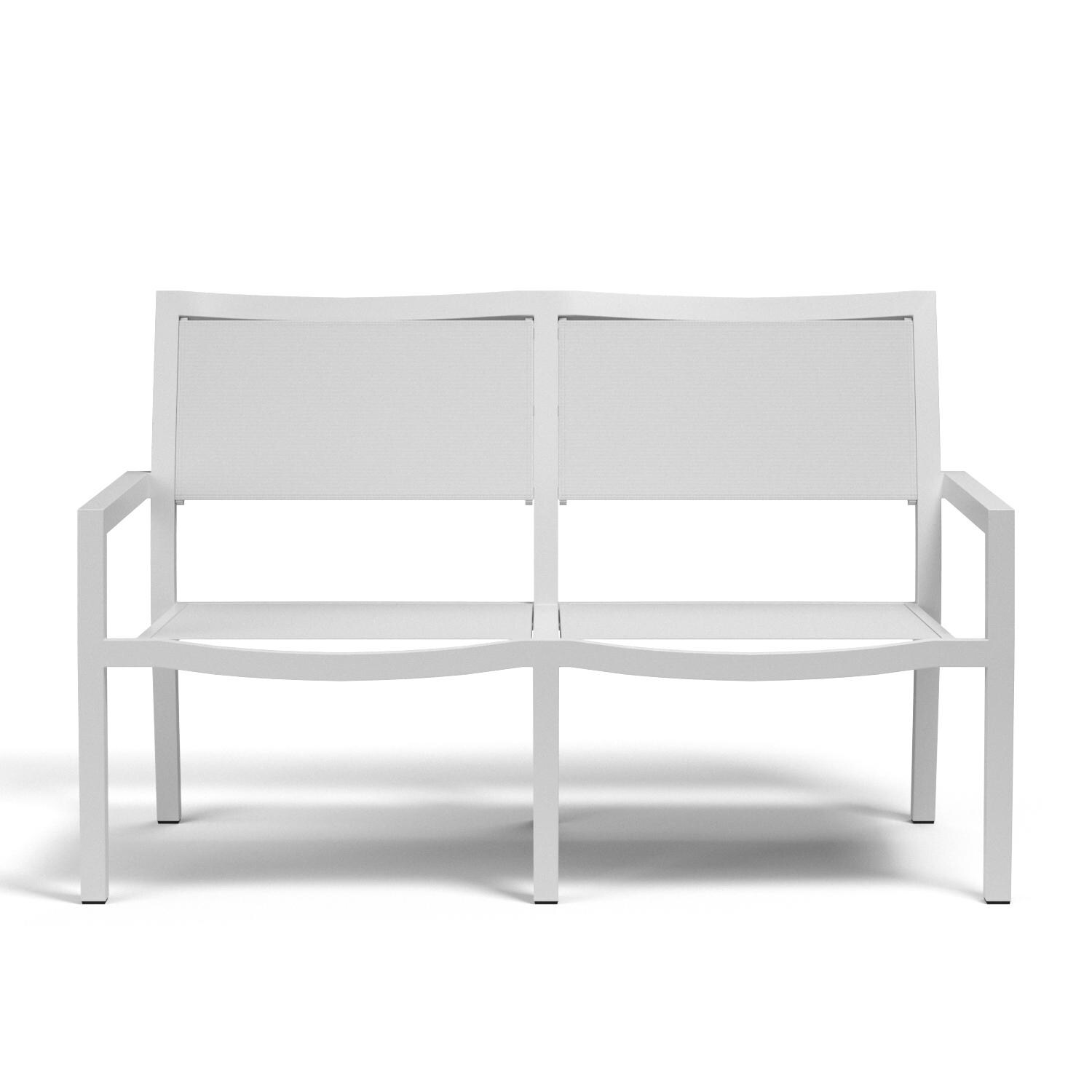 Sunset West - 1101-22 - Naples Aluminum Patio Sling Loveseat W/ Textilene Frost Sling - Front View thumbnail