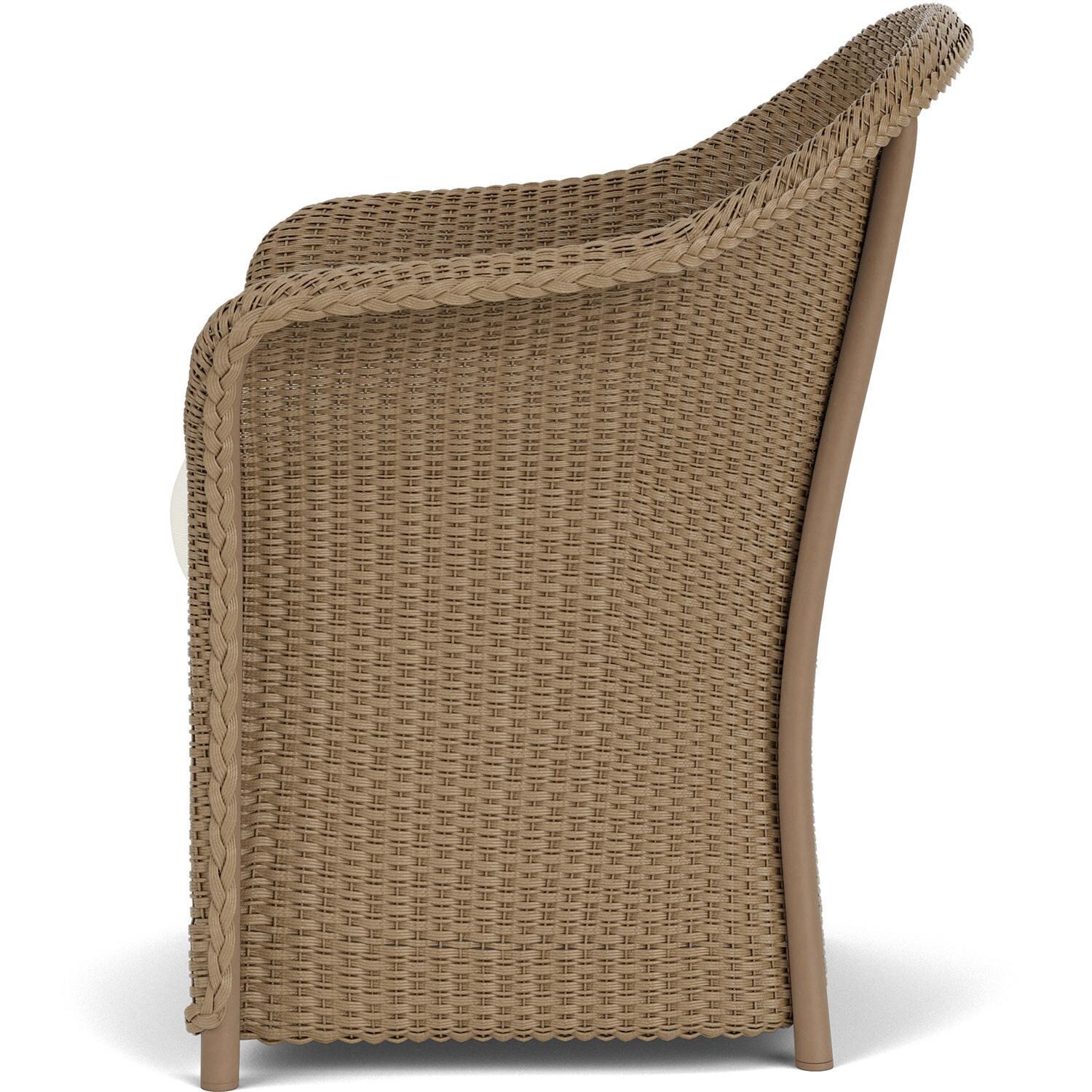 Lloyd Flanders Weekend Retreat Dining Armchair in Fawn Finish W/ Sailcloth Salt Fabric - Side thumbnail
