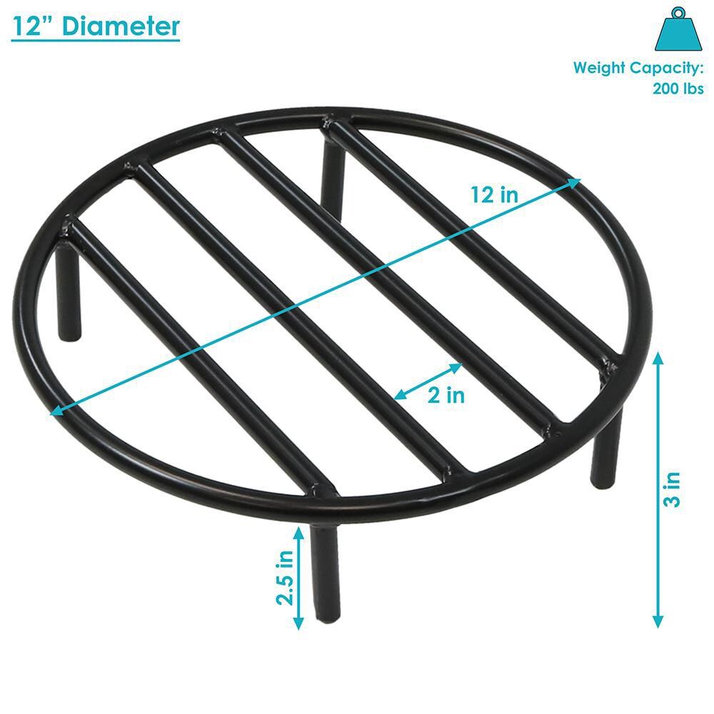 Ultimate Patio 12-Inch Round Steel Outdoor Fire Pit Grate - Dimensions thumbnail