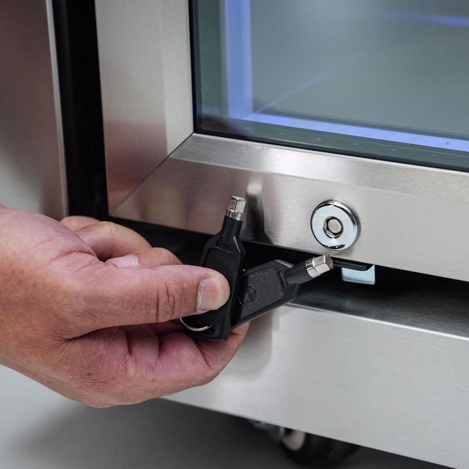 Mont Alpi Black Series 10 Ft Propane Outdoor Kitchen Island w/ Side Burner & Refrigerator - Fridge - Secure Locks - Detail thumbnail