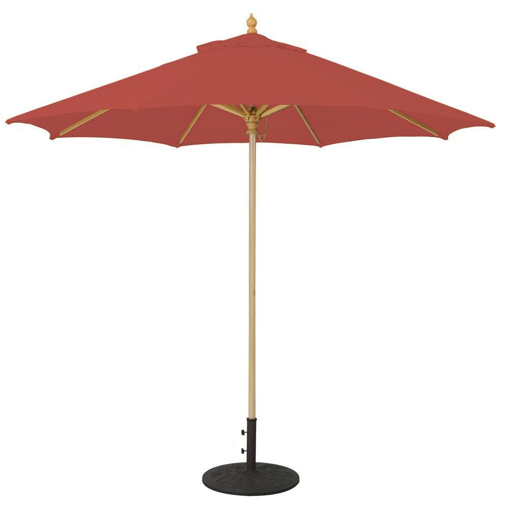 Galtech 9 Ft. Octagonal Wood Patio Umbrella W/ Manual Lift - Light Wood Frame W/ Henna Sunbrella Fabric thumbnail
