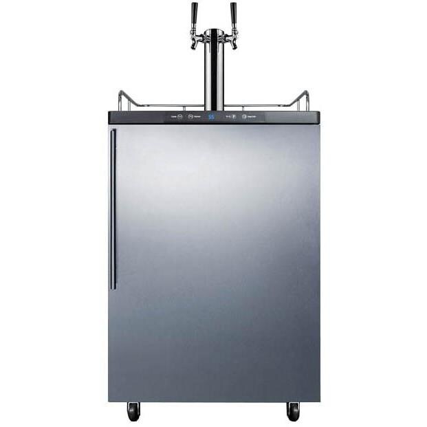 Summit 5.6 Cu. Ft. Freestanding Outdoor Double Tap Beer Dispenser / Kegerator With Professional Handle - Stainless Steel - SBC635MOSHVTWIN thumbnail