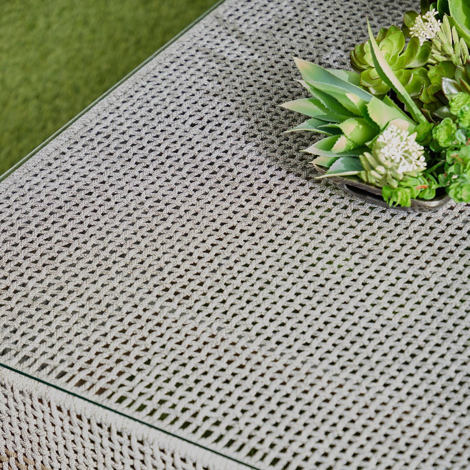 Lakeview Cocoa Way Taupe & White Woven Rope Coffee Table - Top Detail thumbnail