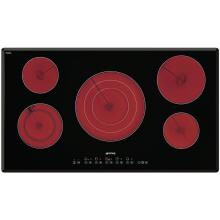 Smeg 36-Inch Drop-In 5-Burner Radiant Ceramic Electric Cooktop - Angled-Edge Glass - S2951TCU image