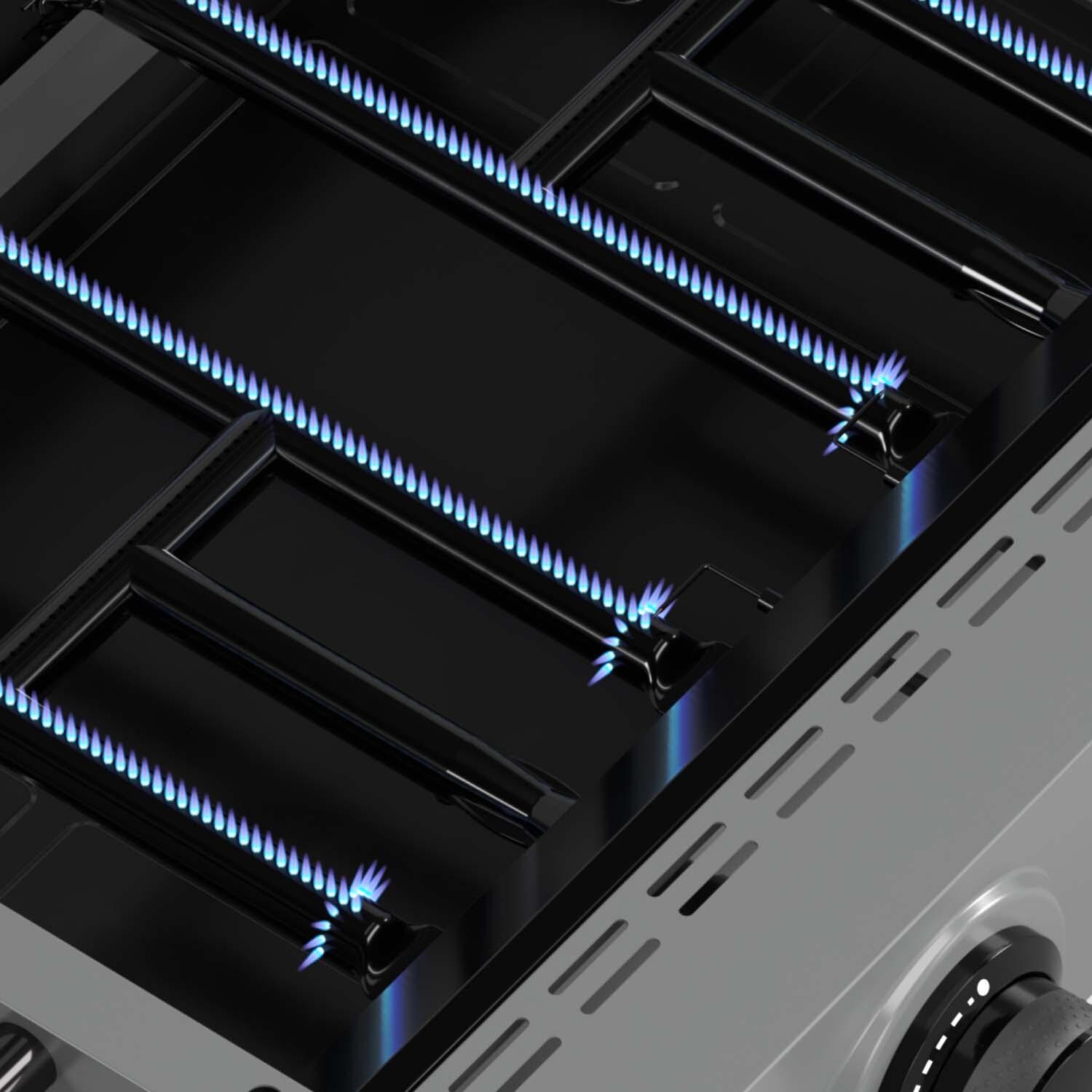 TYTUS TDT-CRT-GGRD Emberwood Propane Gas Griddle and Prep Cart - Burners - Detail thumbnail