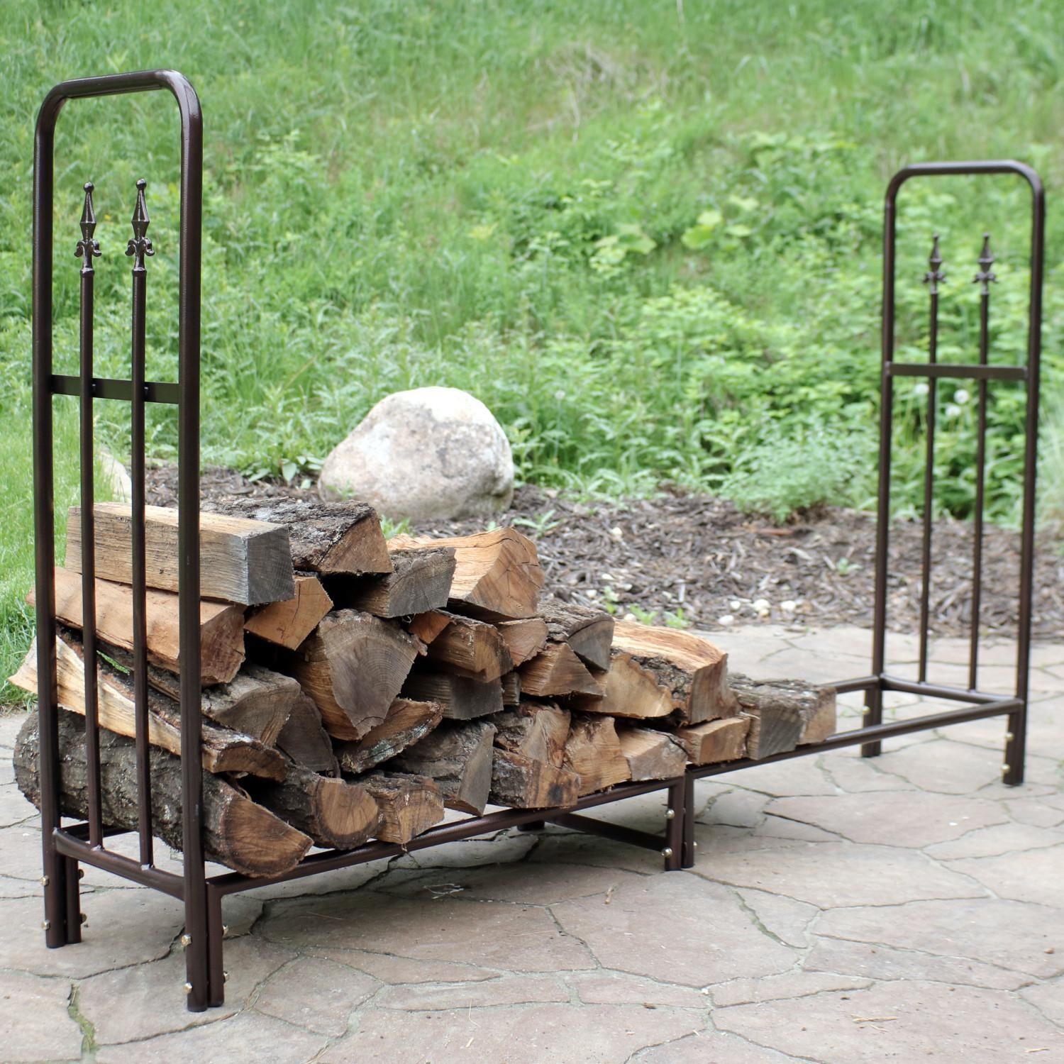 Ultimate Patio SC-QX-6DLR-BRONZE Indoor/Outdoor Decorative Firewood Log Rack - 6-Foot - Lifestyle thumbnail