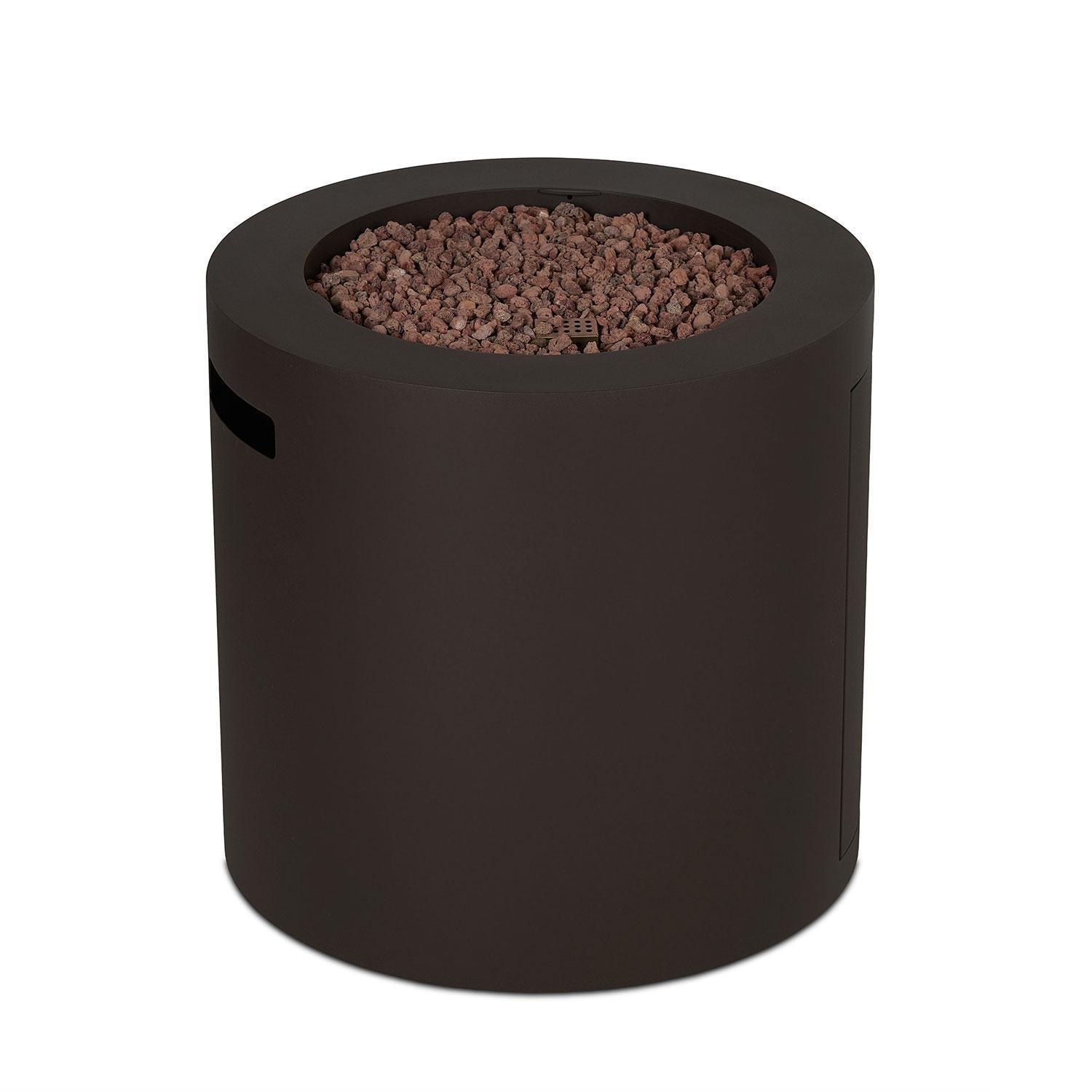 Elysian 24-in Round Steel Propane Fire Pit Table w/ Hidden Tank in Dark Bronze by Lakeview Outdoor Designs - Top View - White Background thumbnail