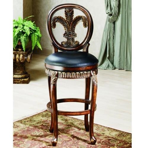 Hillsdale Fleur De Lis 31 Inch Swivel Bar Stool Distressed Cherry