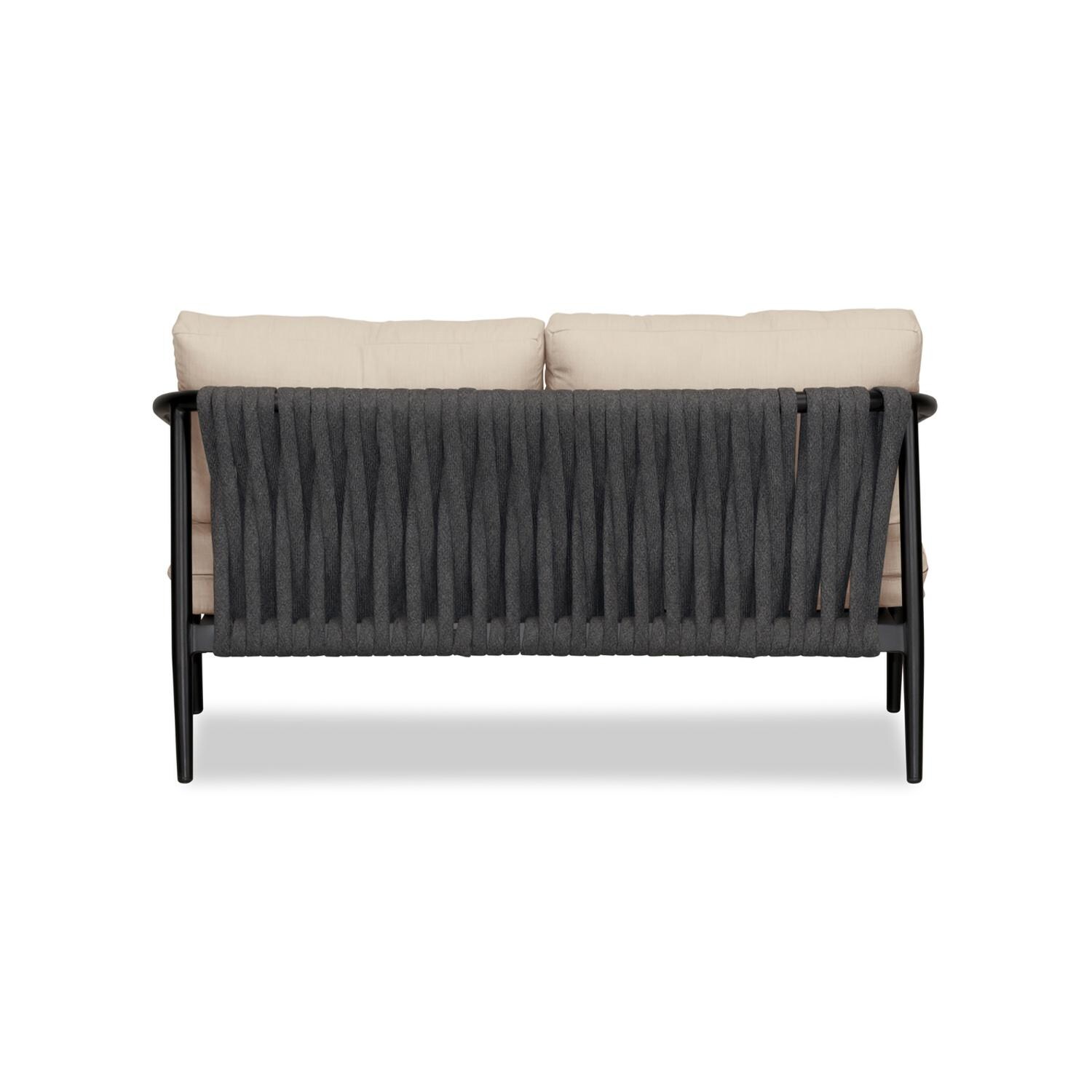 Lakeview Midnight Cove 2 Person Aluminum Loveseat in Black/Carbon/Canvas Flax - Back - White Background thumbnail