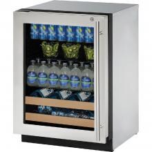 U-Line 2000 Series 24-Inch 4.9 Cu. Ft. Left Hinge Beverage Center With Lock - Stainless Steel - U-2224BEVS-15B