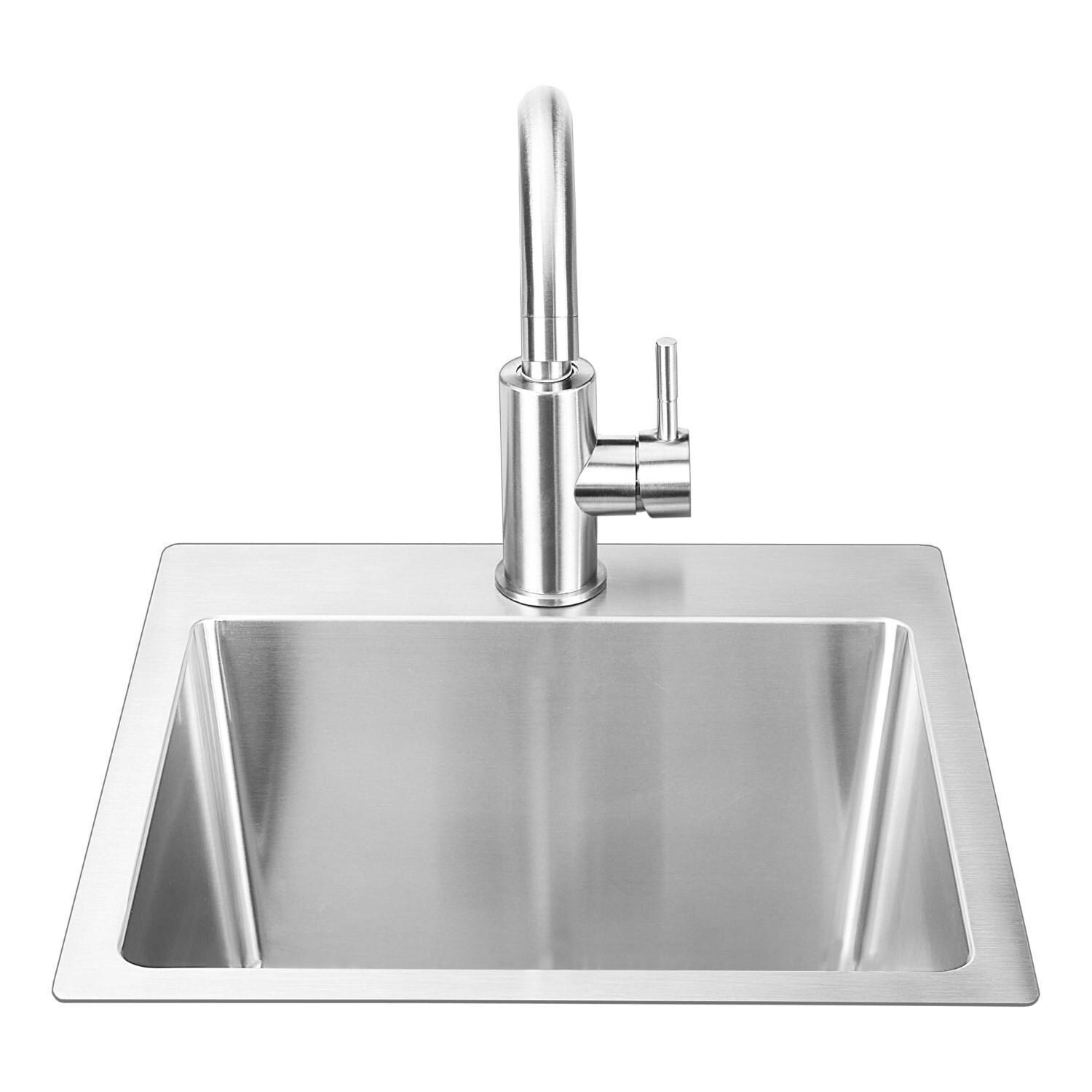 Bull 12515 Large Stainless Steel Sink & Faucet All In one Kit - Under & Over Mount - Front - White Background thumbnail