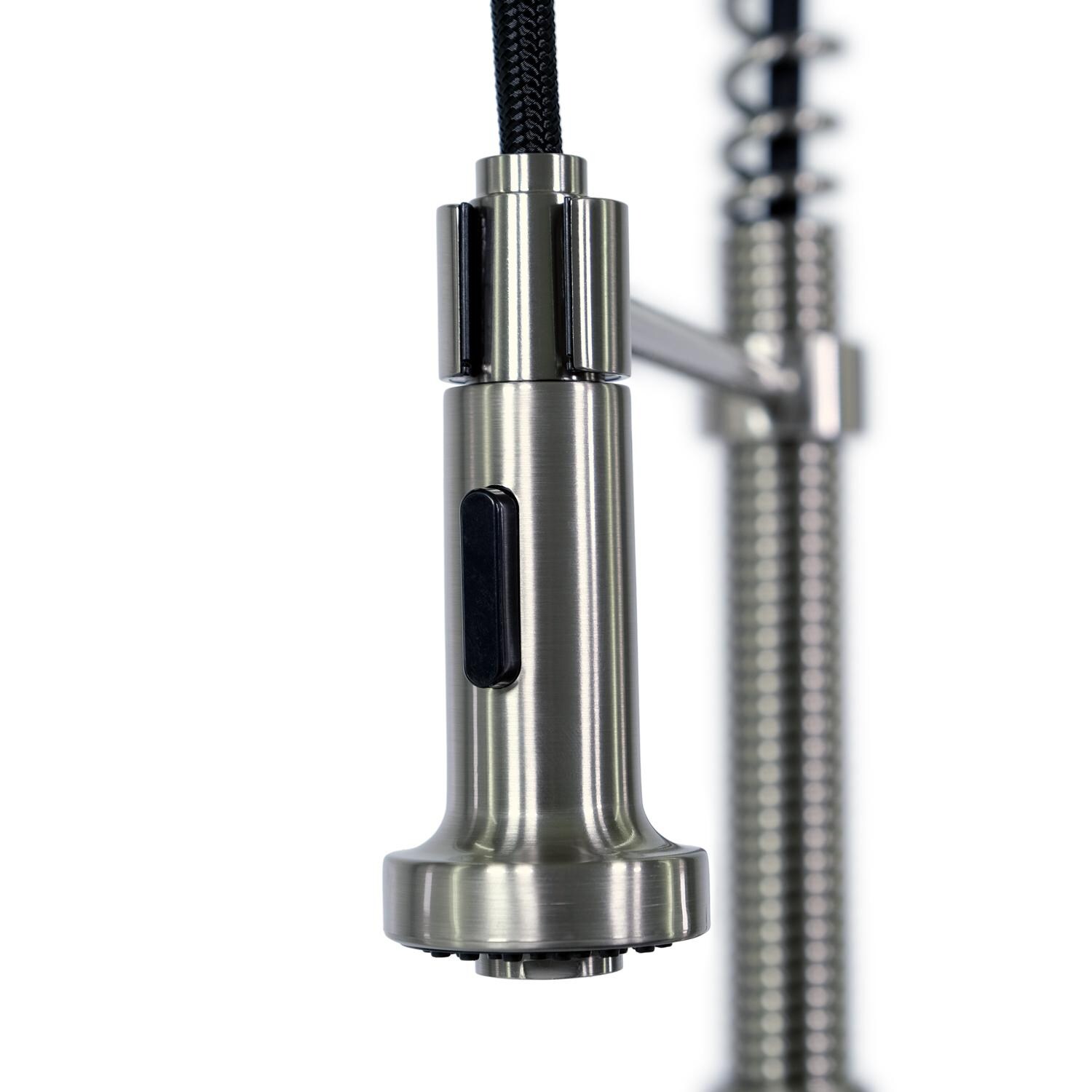 BBQGuys - BBQ-N96565-BN - Single Handle Pull-Down Coil Spring Faucet - Nozzle Closeup thumbnail