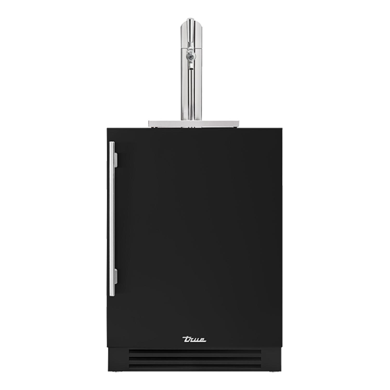 True TUR-24BD-R-OP-C~DSK-027-H04 24 Inch Right Hinge Outdoor Single Tap Beverage Dispenser - Matte Black w/ Stainless Handle - White Background thumbnail