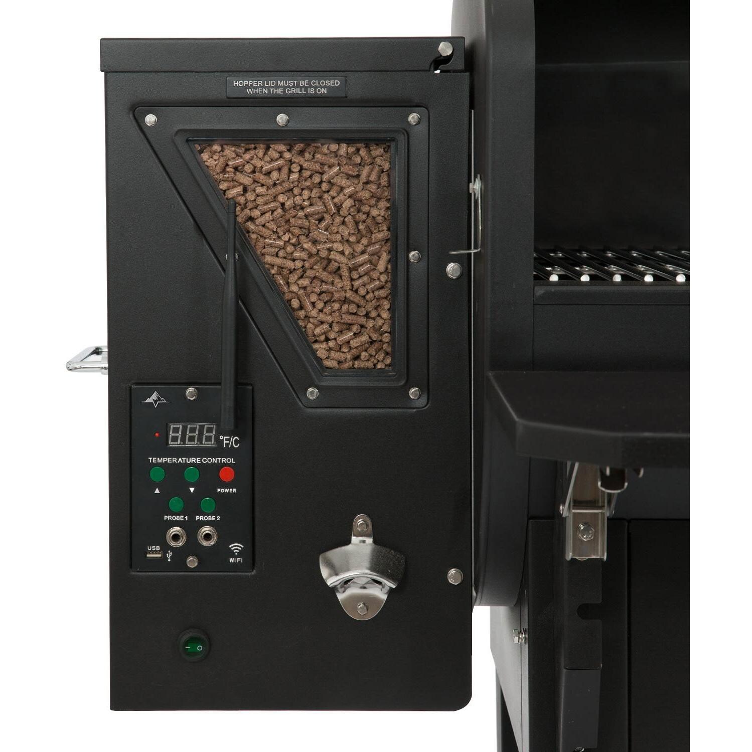 Green Mountain Grills Ledge SS Wi-Fi Controlled Wood Pellet Grill - 18 Lb Capacity Hopper With Pellet Window - Detail