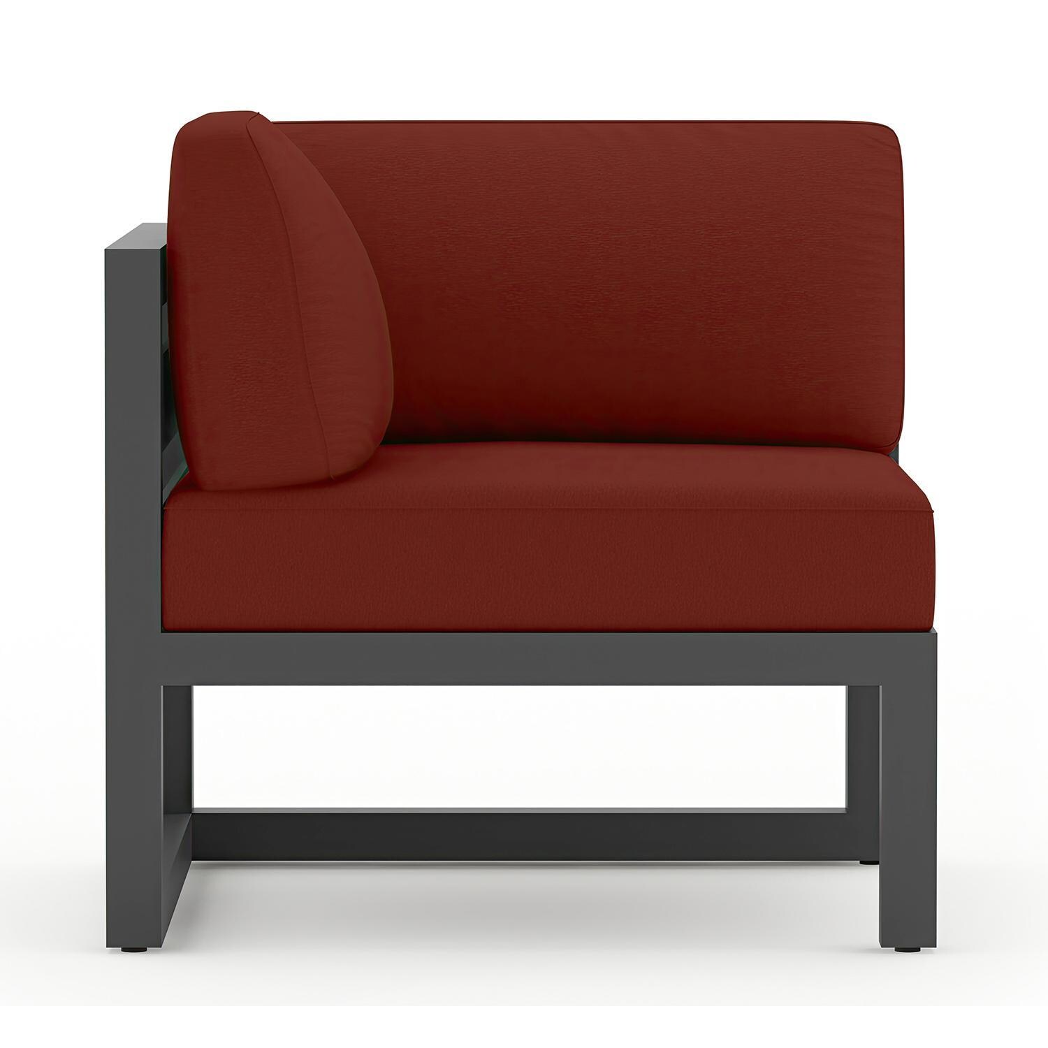 Misty Cove Aluminum Corner Club Chair in Slate w/Canvas Henna by Lakeview - White background thumbnail