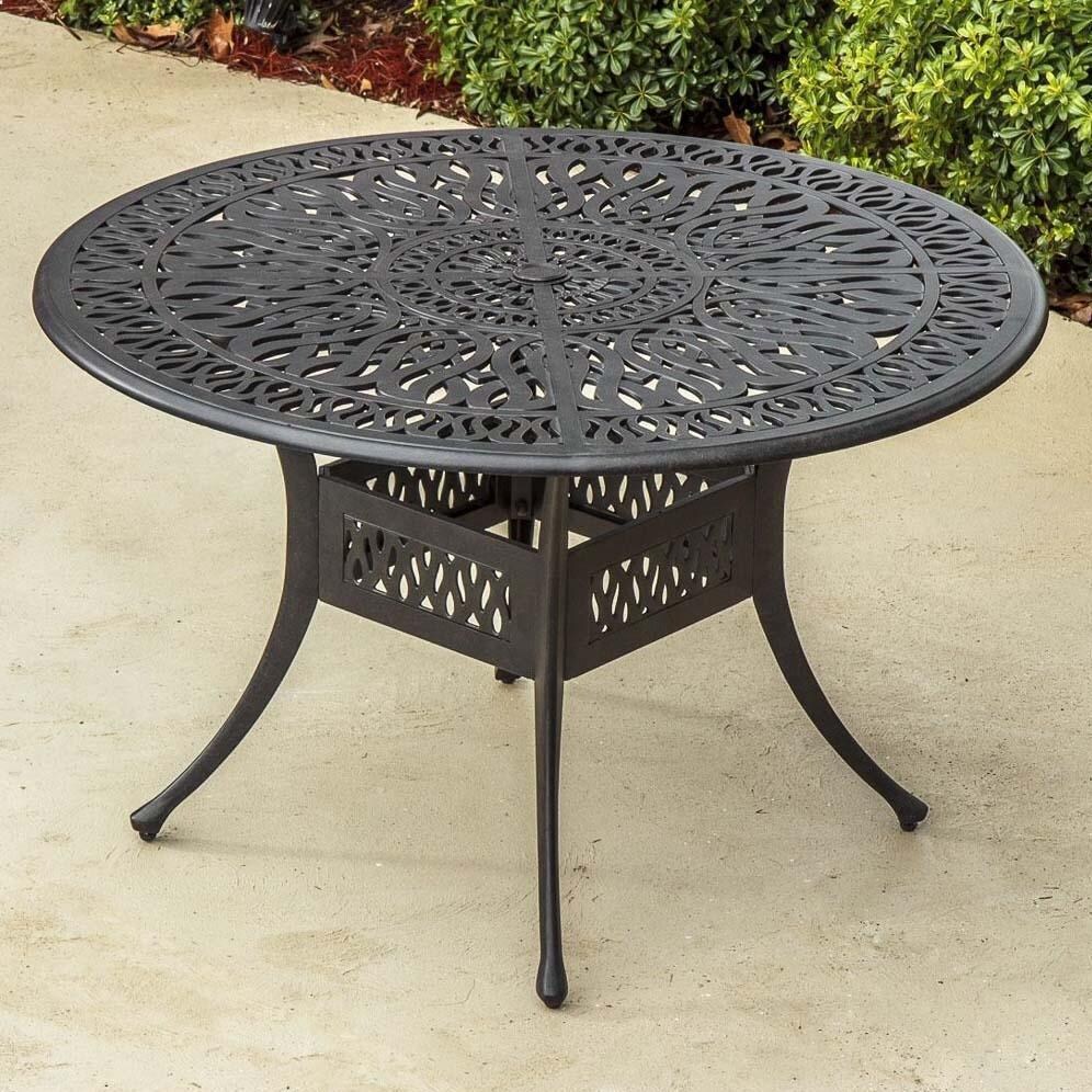 Rosedown 48-Inch Round Cast Aluminum Patio Dining Table - Lifestyle View thumbnail