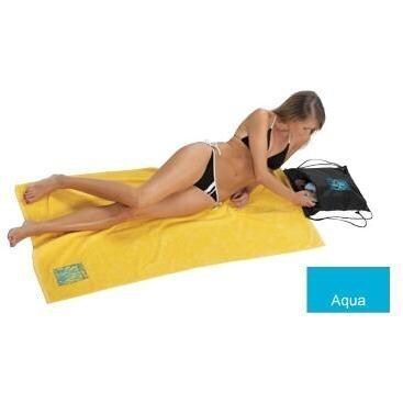 Terry Town Beach Towel With Attached Backpack - Aqua