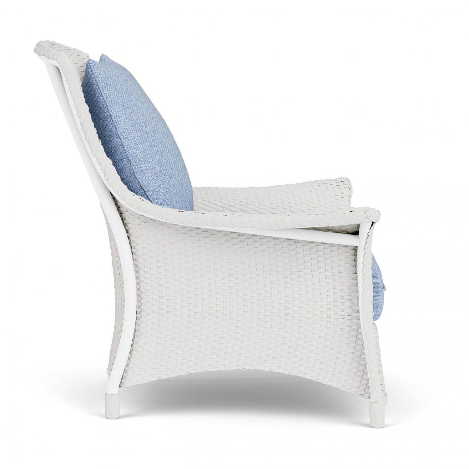 Lloyd Flanders Mandalay Lounge Chair in Matte White Finish with Demo Skyway fabric - Side thumbnail
