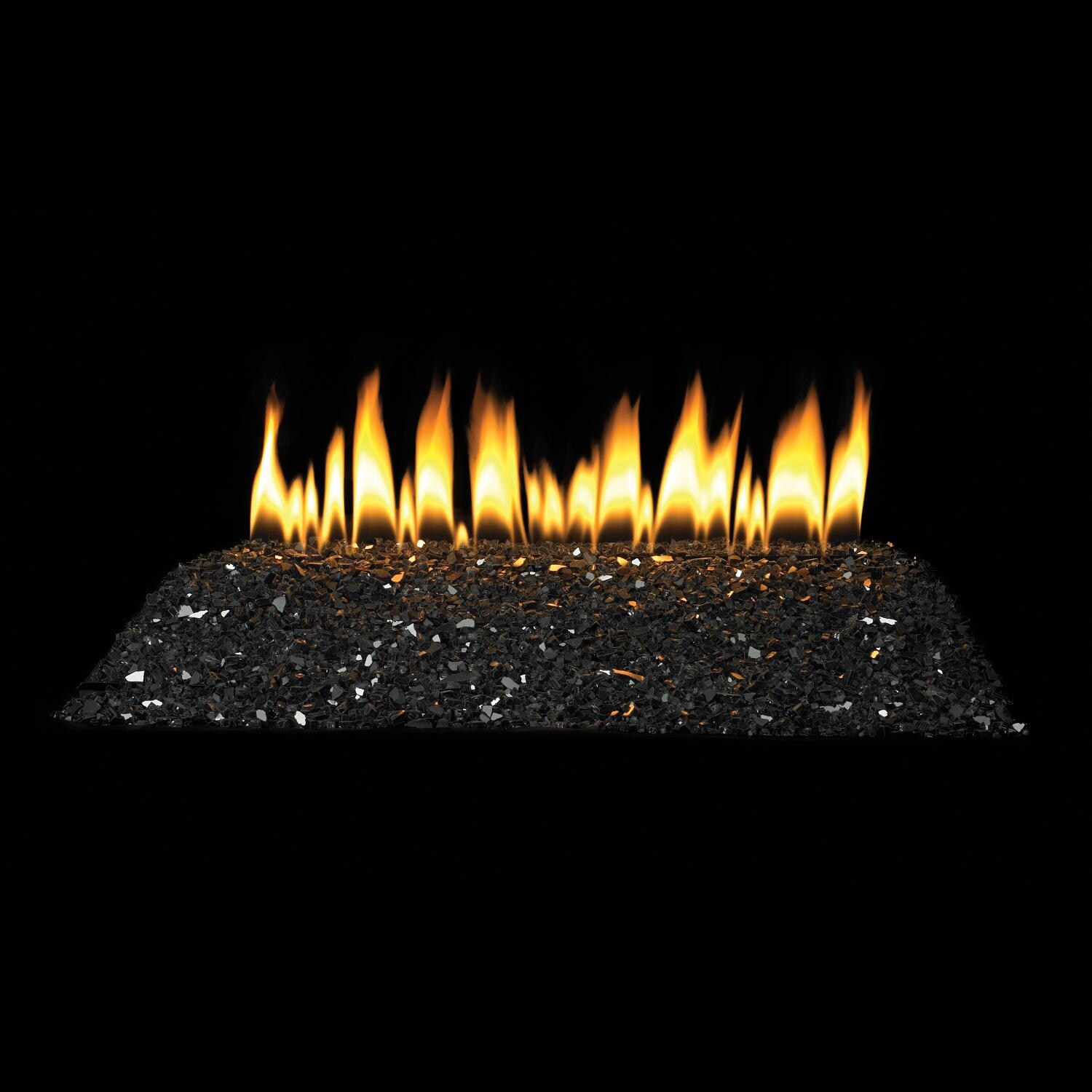 White Mountain Hearth By Empire 24-Inch Black Polished Crushed Fire Glass Set With Vent-Free Natural Gas Loft Burner - Remote Ready Safety Pilot