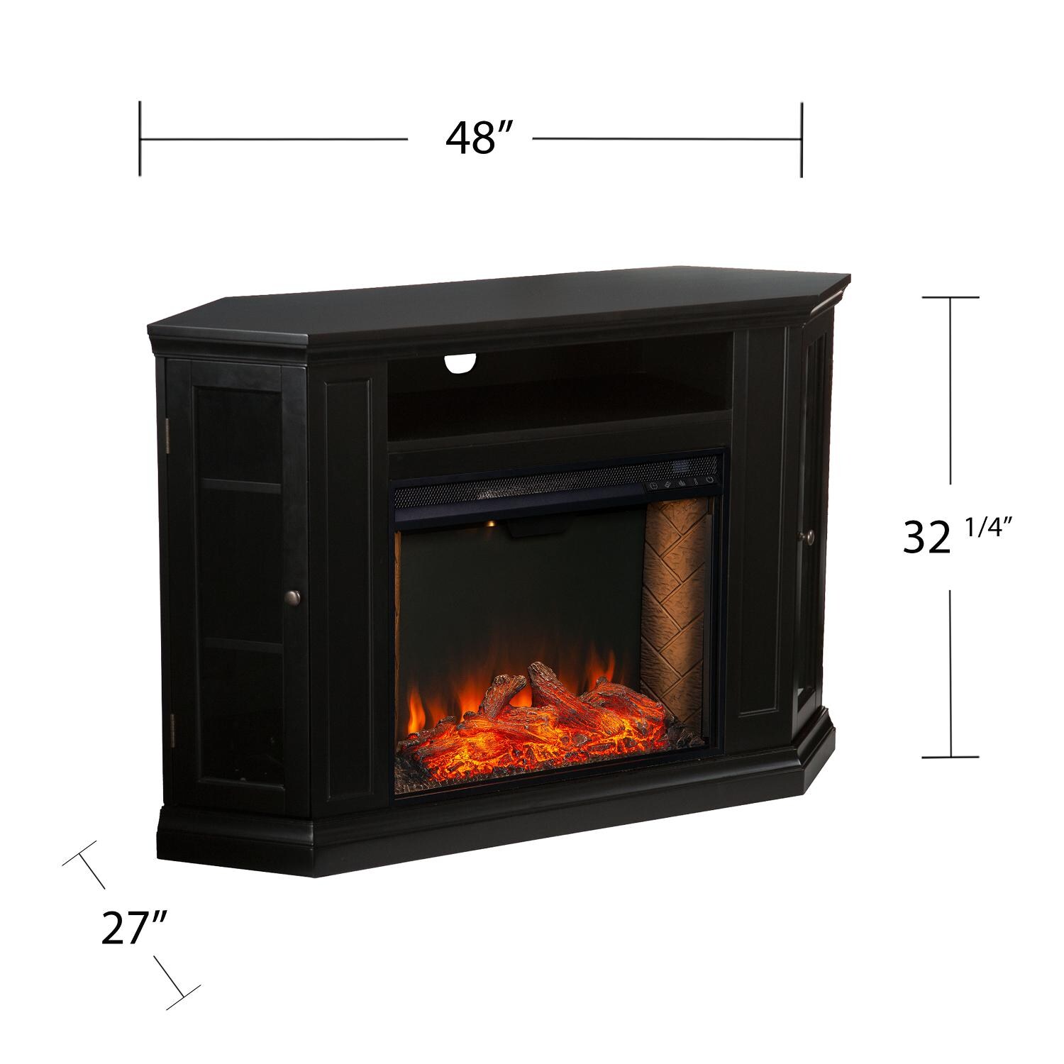 Southern Enterprises FS9315 Claremont 48-Inch Electric Fireplace Corner Convertible Mantel W/ Alexa-Enabled Smart Firebox - Black - Measurements thumbnail