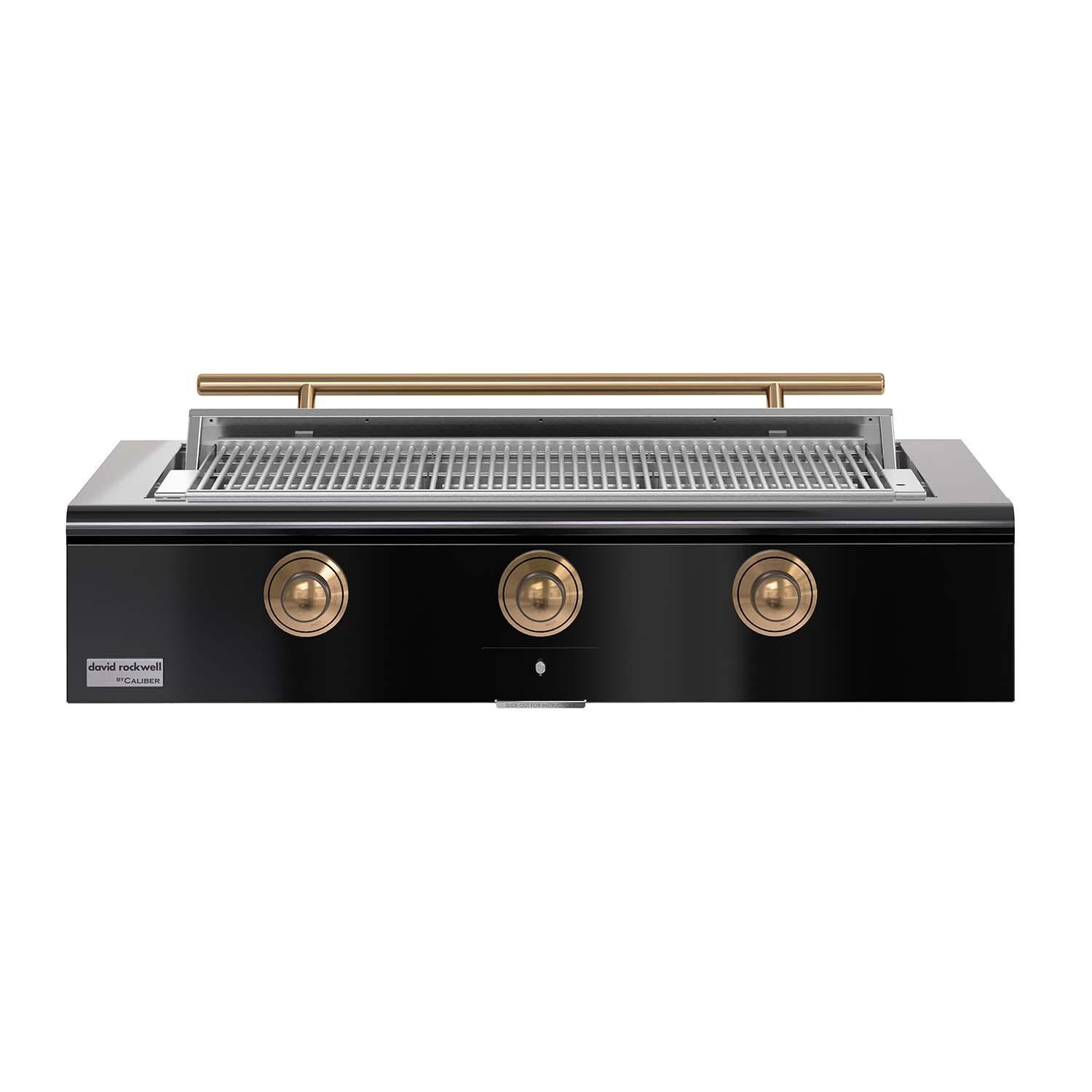 Caliber 48-in Natural Gas Built-In Rockwell Grill - Gloss Black w/ Gold Hardware - CRG-48BN00-A-044-H08