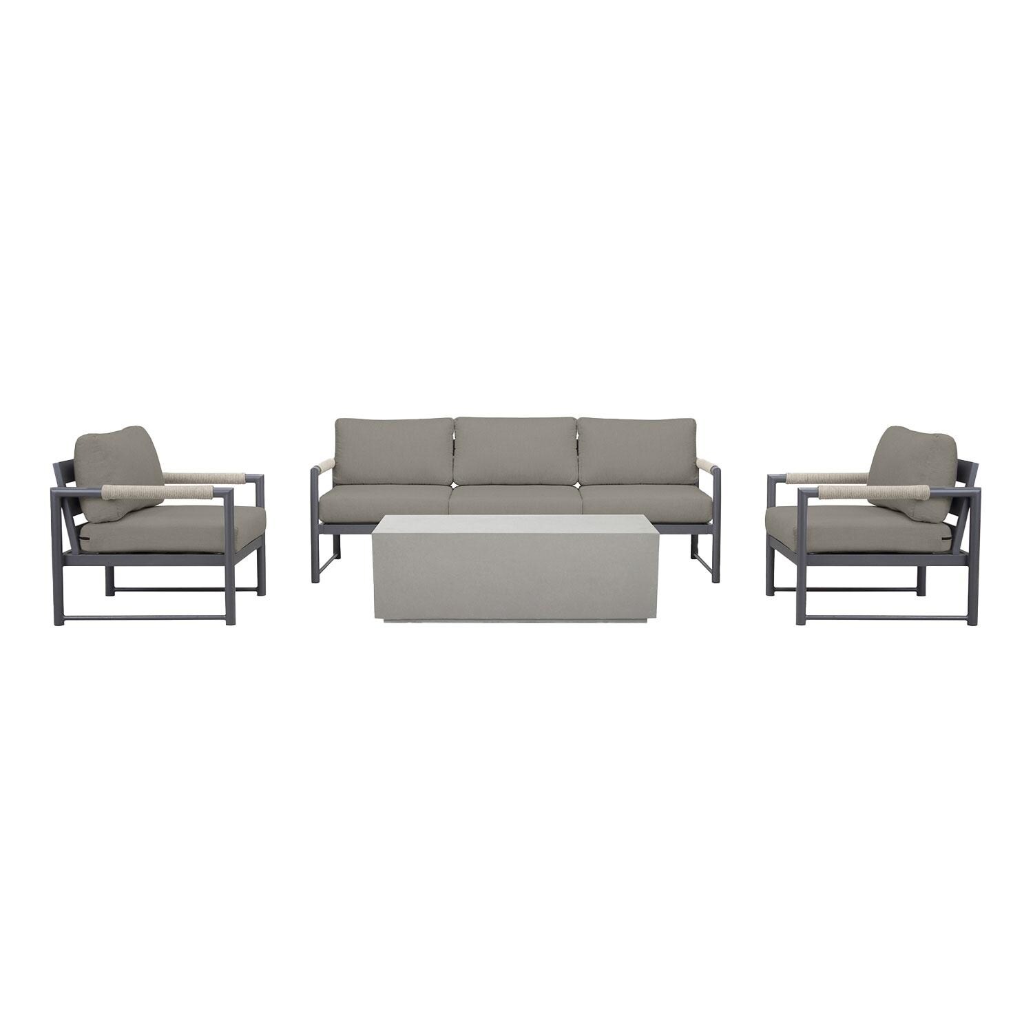 Lakeview AVEBAY-SL-PG-SET135-CC Avenue Bay Slate/Pebble Gray 4 Pc Sofa Set - Canvas Charcoal - Display - White Background thumbnail