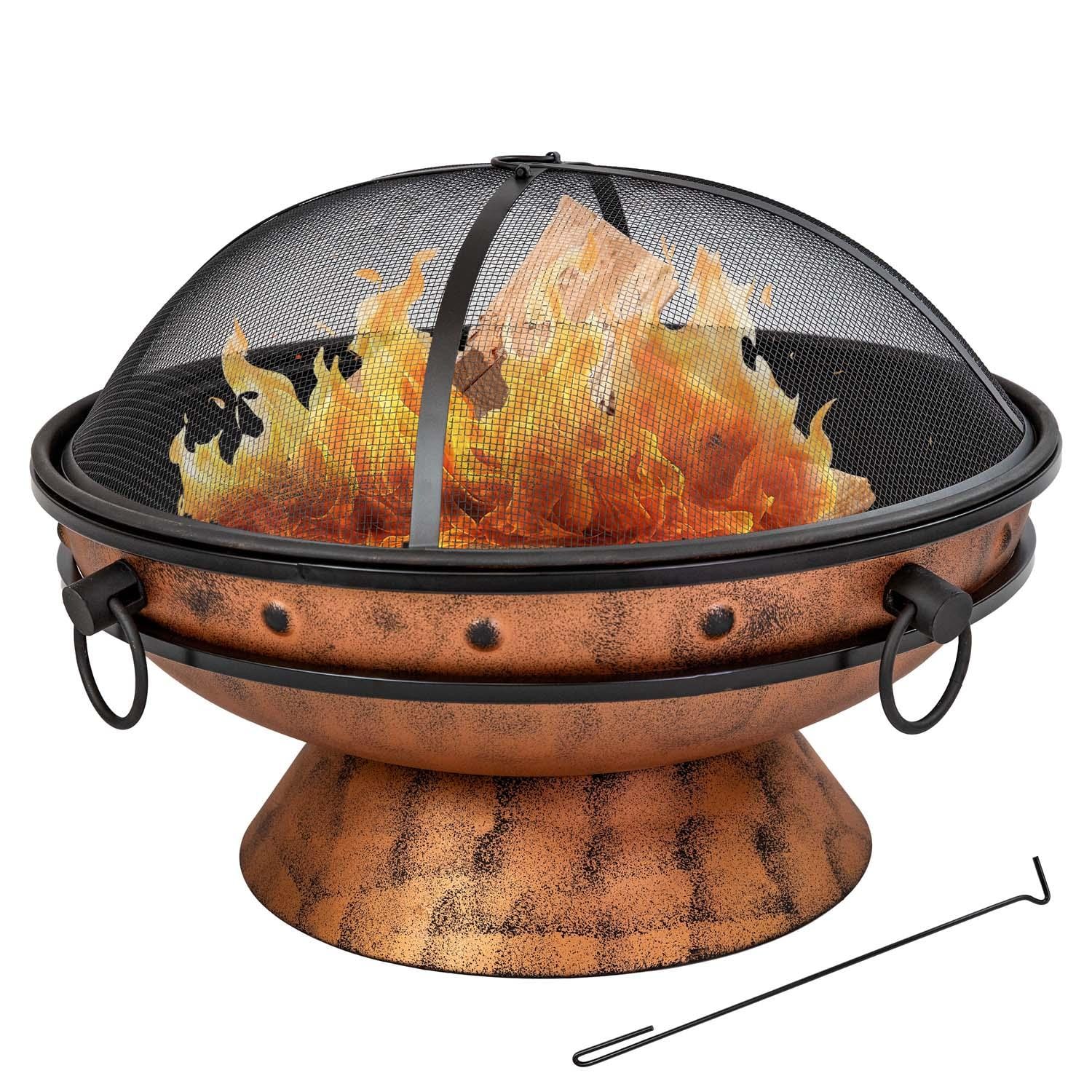 Cauldron 31-in Round Steel Wood-Burning Fire Pit in Copper by Ultimate Patio - White Background thumbnail