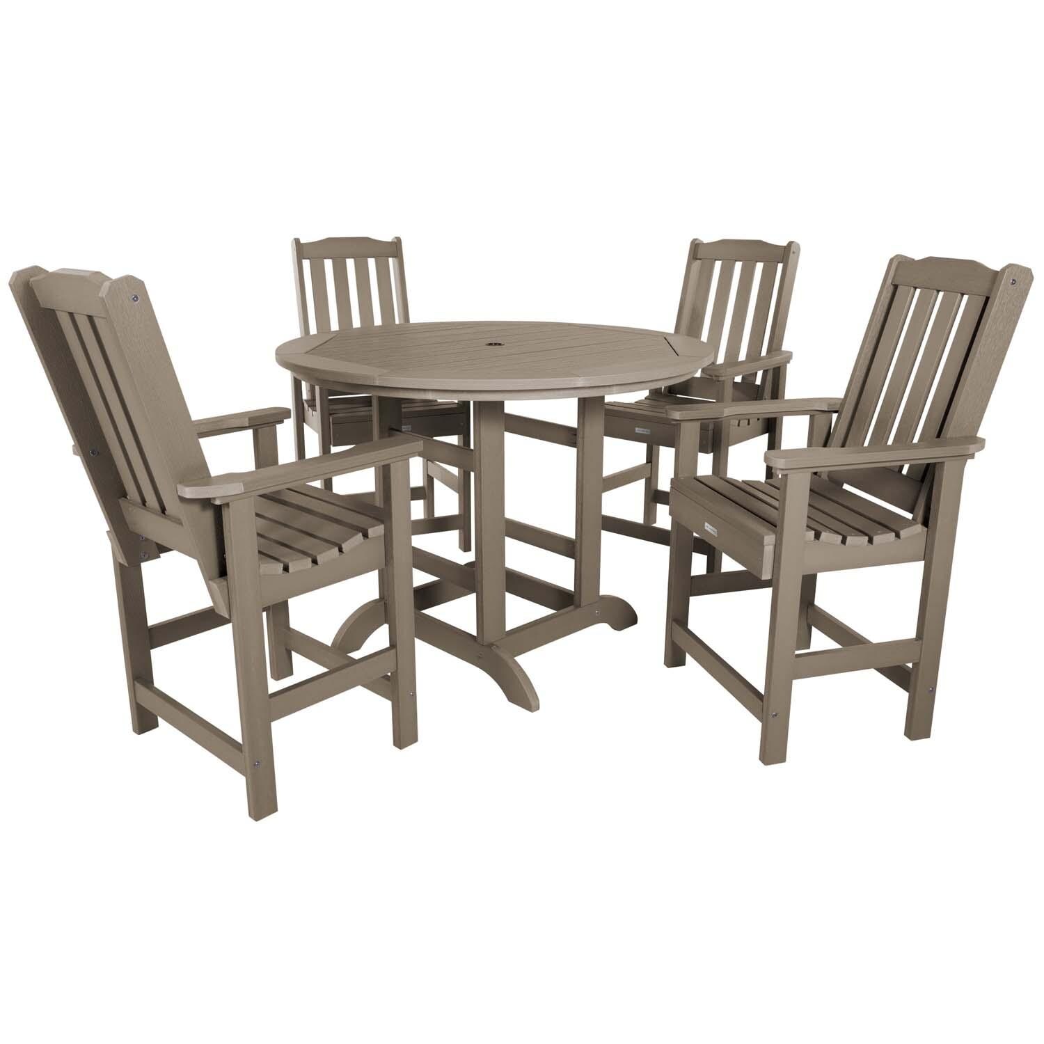 Hart Lane 5 Pc Set Recycled Plastic Counter Height Dining Set In Woodland Brown By Lakeview - White Background thumbnail