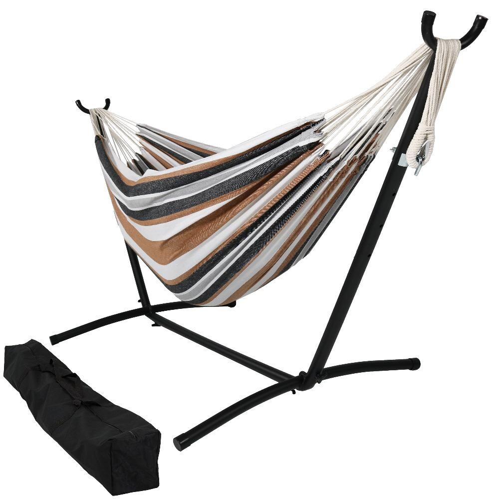 Sunnydaze Decor Brazilian Double Hammock w/ Stand - Calming Desert - DB COMBO-CALMING DESERT image
