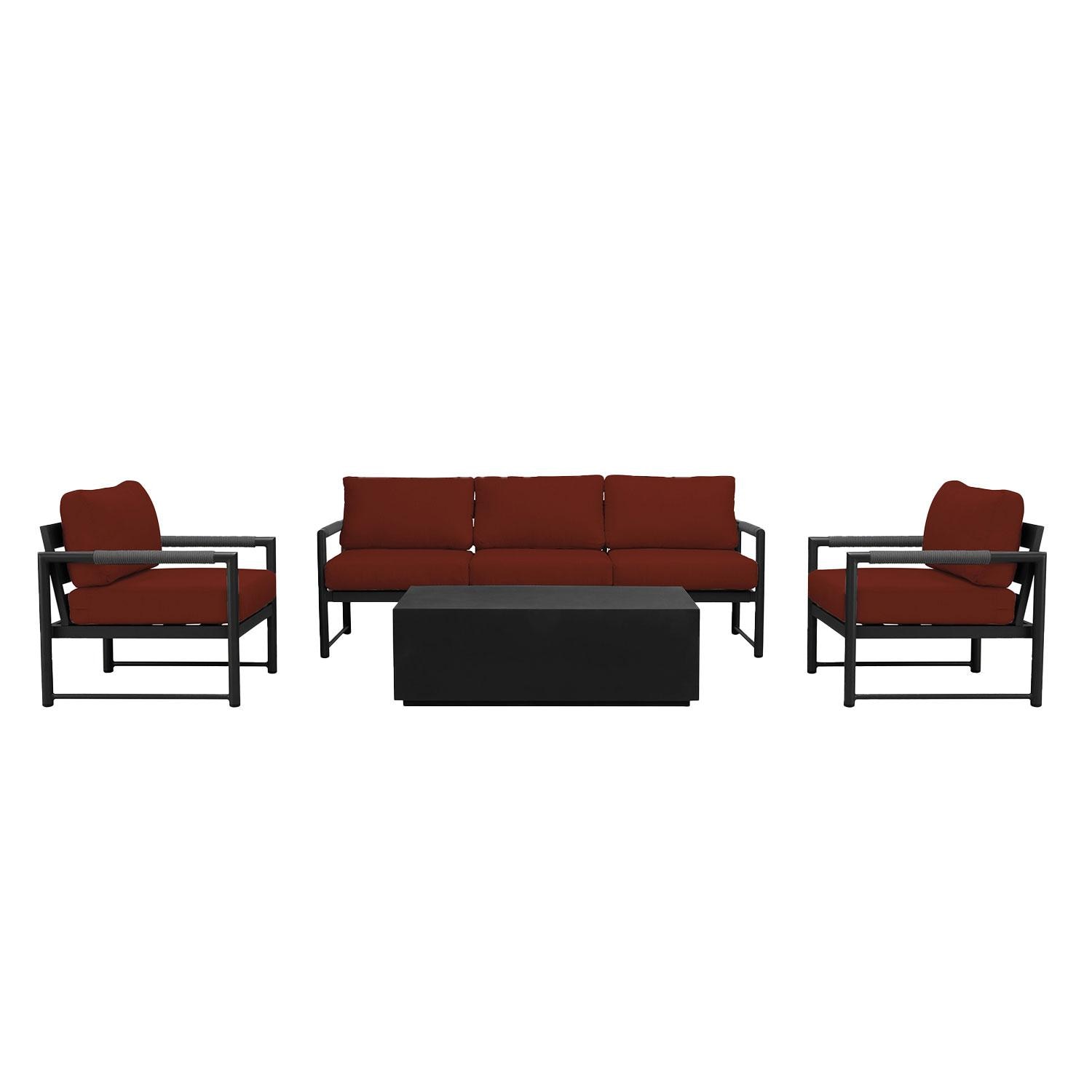 Lakeview AVEBAY-BK-CO-SET135-HN Avenue Bay Black/Carbon 4 Pc Sofa Set - Canvas Henna - Display - White Background thumbnail