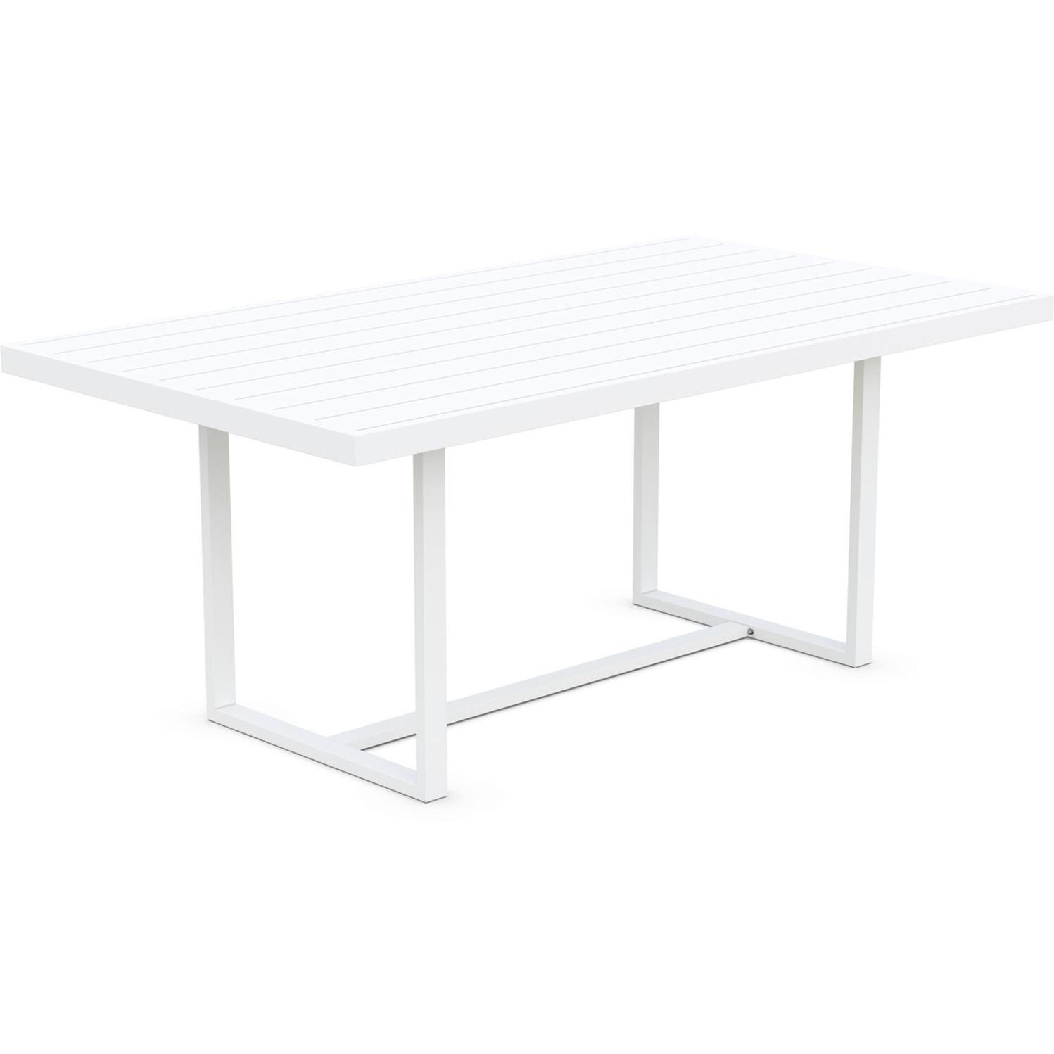 Azzurro Living Catalina 71 Inch White Aluminum Dining Table - Angled - White Background thumbnail