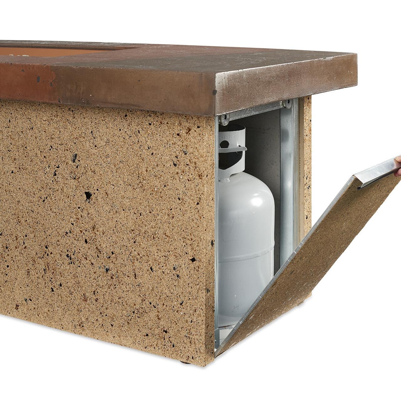 The Outdoor GreatRoom Company Artisan Linear Gas Fire Pit Table - Access door provides convenient storage for propane tanks thumbnail