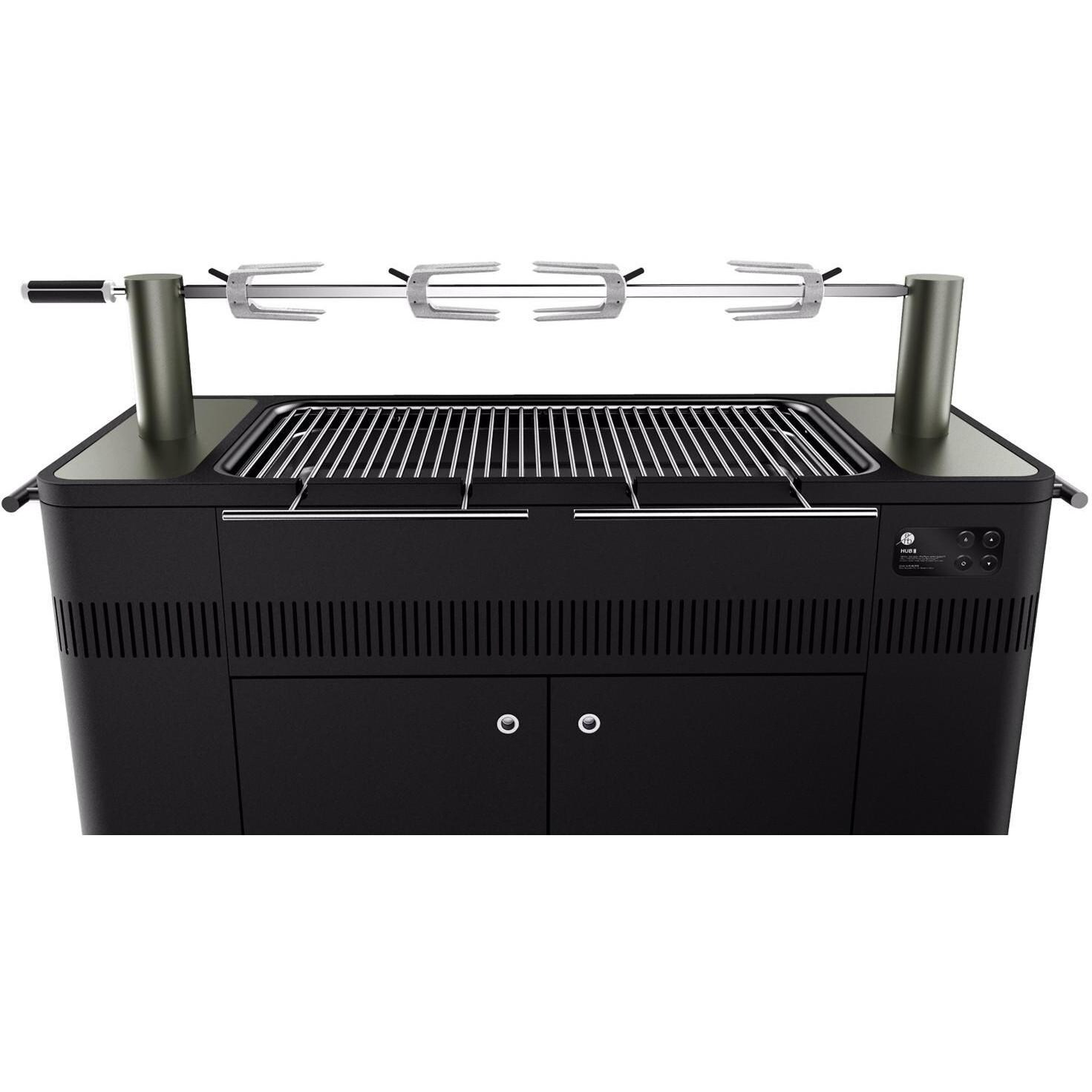 Everdure HBCE3BUS HUB II 54-Inch Charcoal Grill With Rotisserie & Electronic Ignition - Rotisserie Poles Up thumbnail