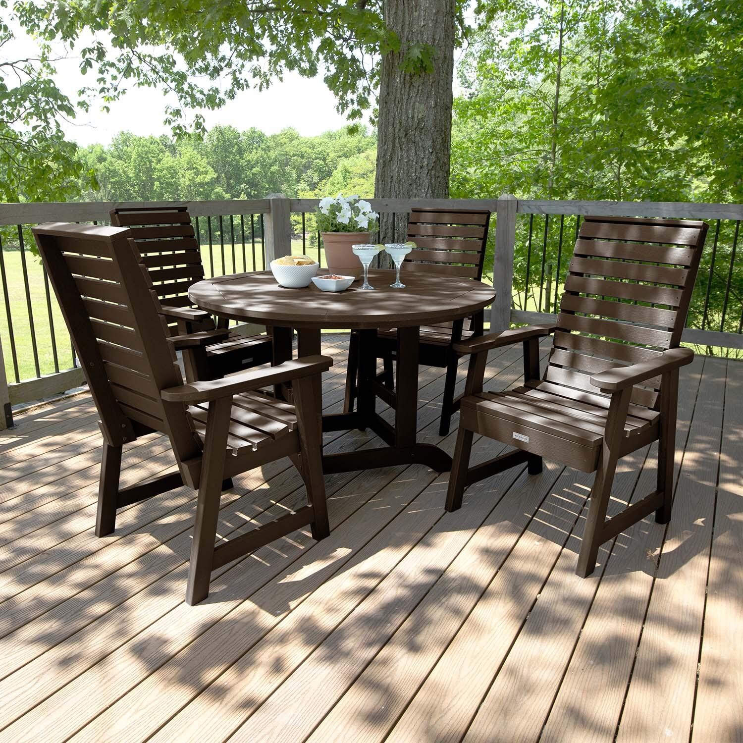 Elm Pointe 5 Pc Recycled Plastic Dining Set in Weathered Acorn by Lakeview Outdoor Designs - Lifestyle thumbnail