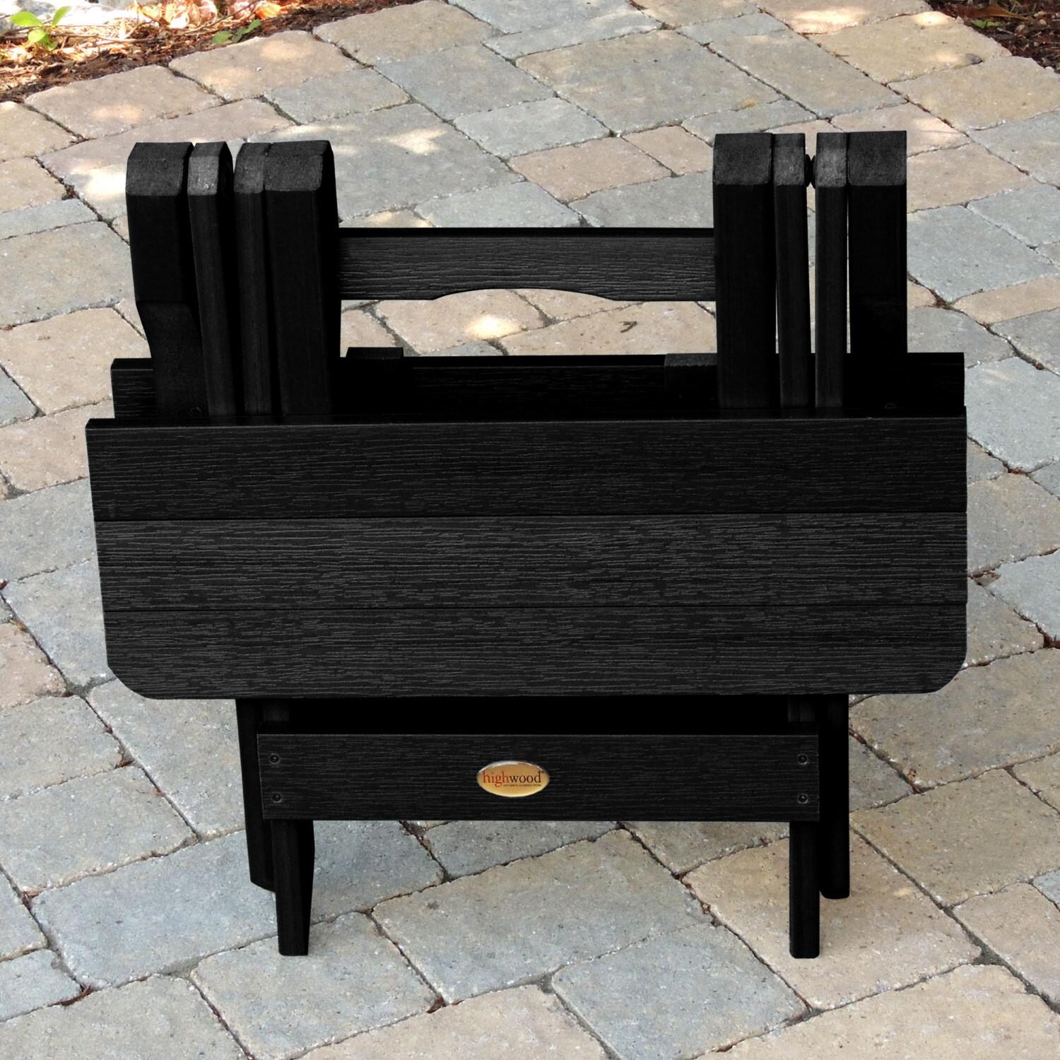 Lakeview Folding Adirondack Side Table - Black - Folded thumbnail