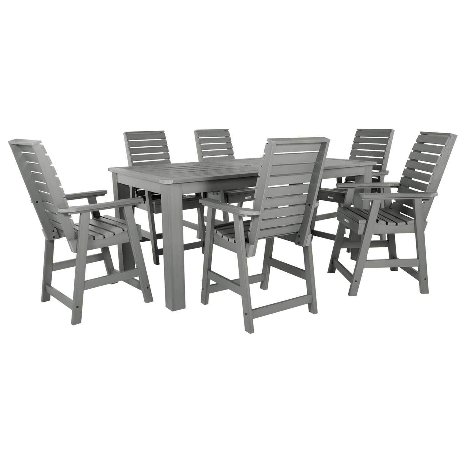 Elm Pointe 7 Pc Recycled Plastic Counter Height Dining Set In Coastal Teak by Lakeview - White Background thumbnail