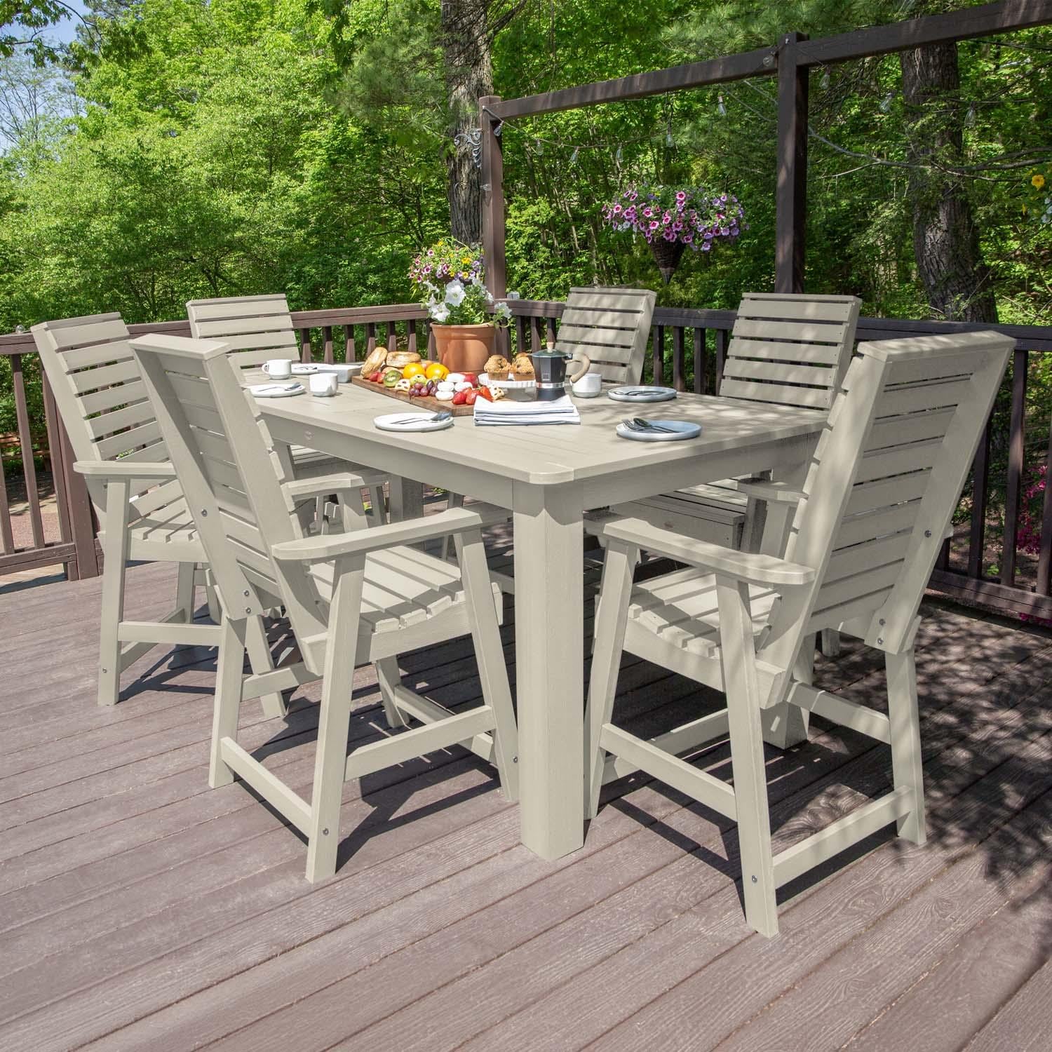 Elm Pointe 7 Pc Recycled Plastic Counter Height Dining Set in Whitewash by Lakeview Outdoor Designs