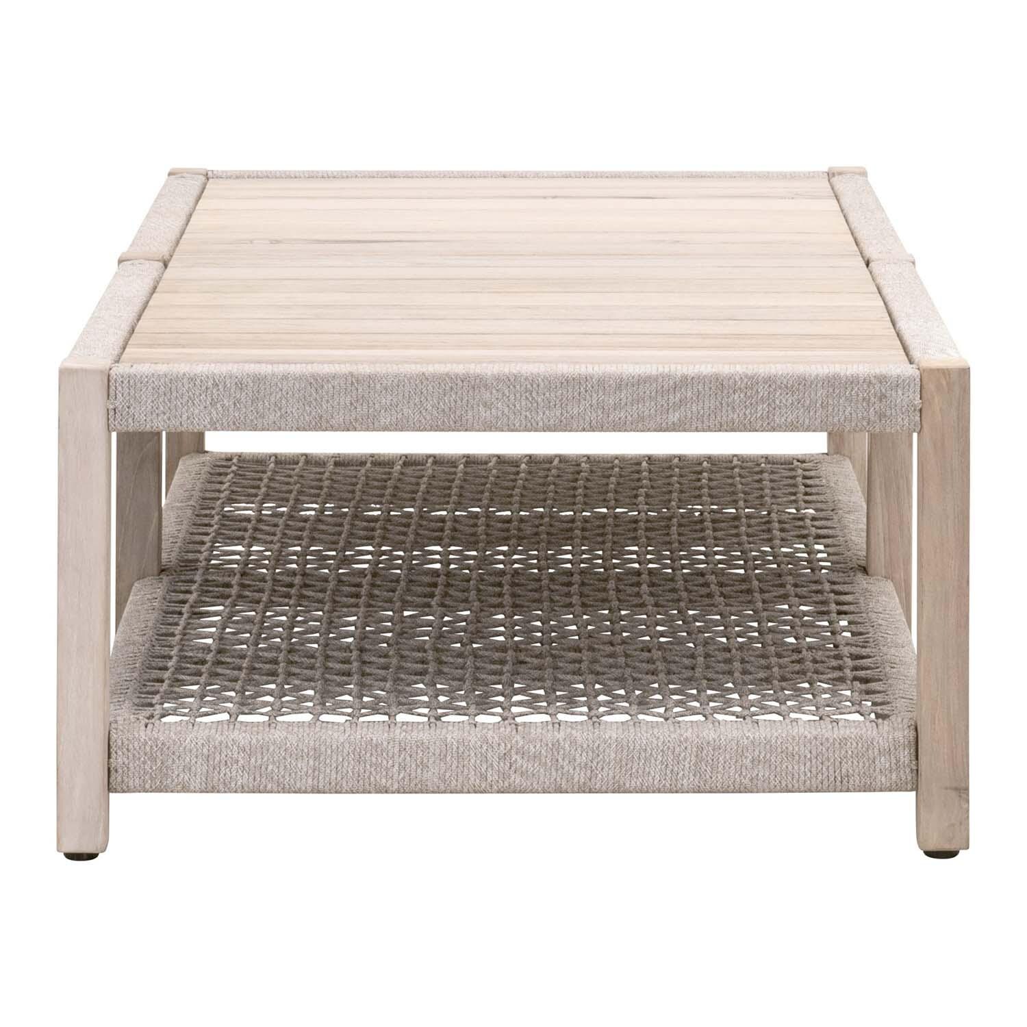 Lakeview Heritage Way Taupe & White Woven Rope Coffee Table - Side View thumbnail