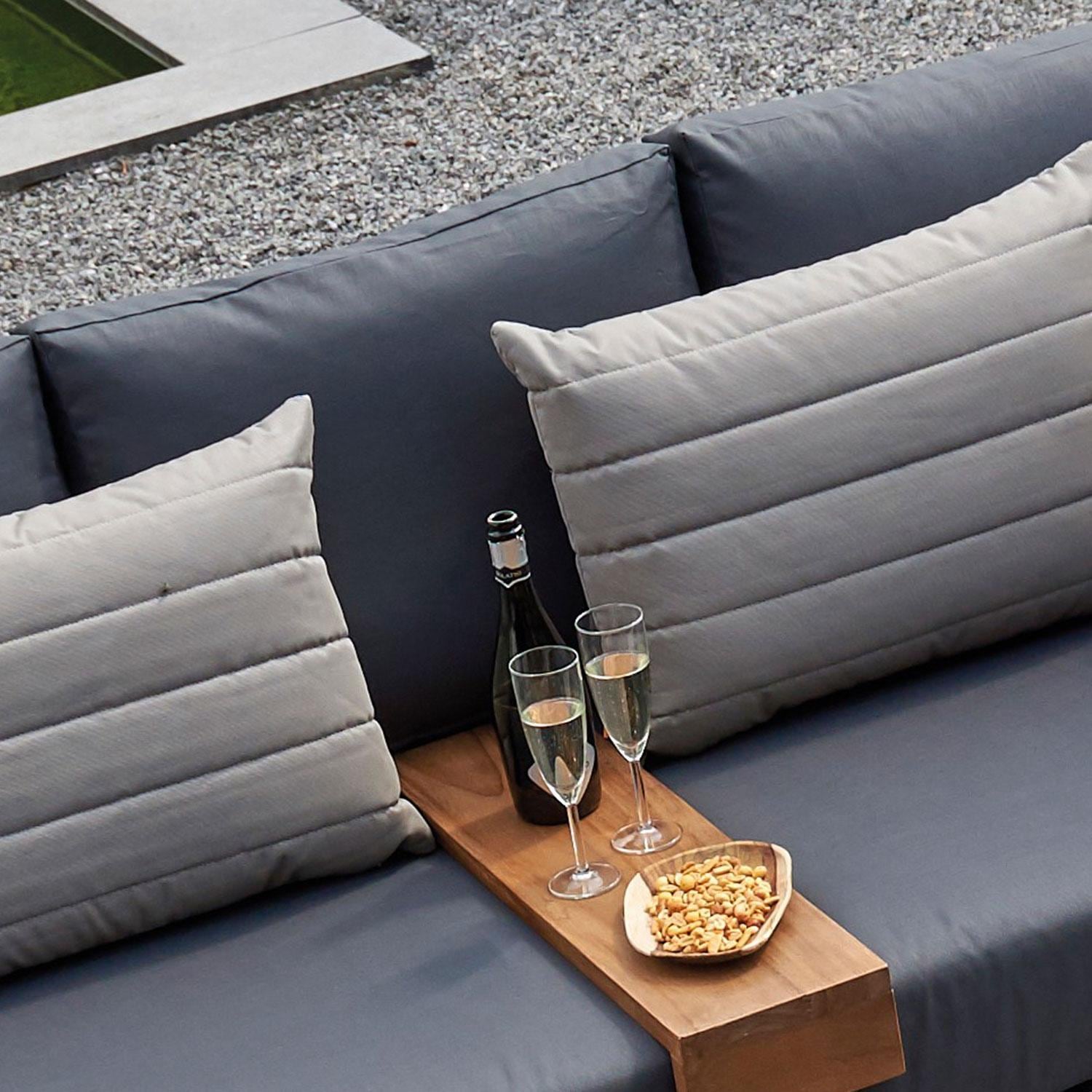 Rimo Teak Serving Tray By KETTLER - Champagne & Nuts on Tray - Lifestyle thumbnail