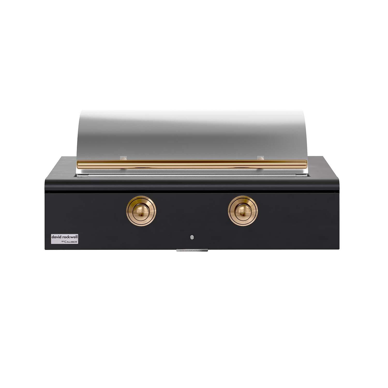 Caliber CRG-42BN00-A-027-H08 42-in Natural Gas Built-In Rockwell Grill - Matte Black w/ Gold Hardware - Closed Lid - White Background thumbnail