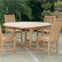 Bahama Chicago 5 Piece Teak Patio Dining Set W/ 47 Inch Round Extension Table By Anderson Teak