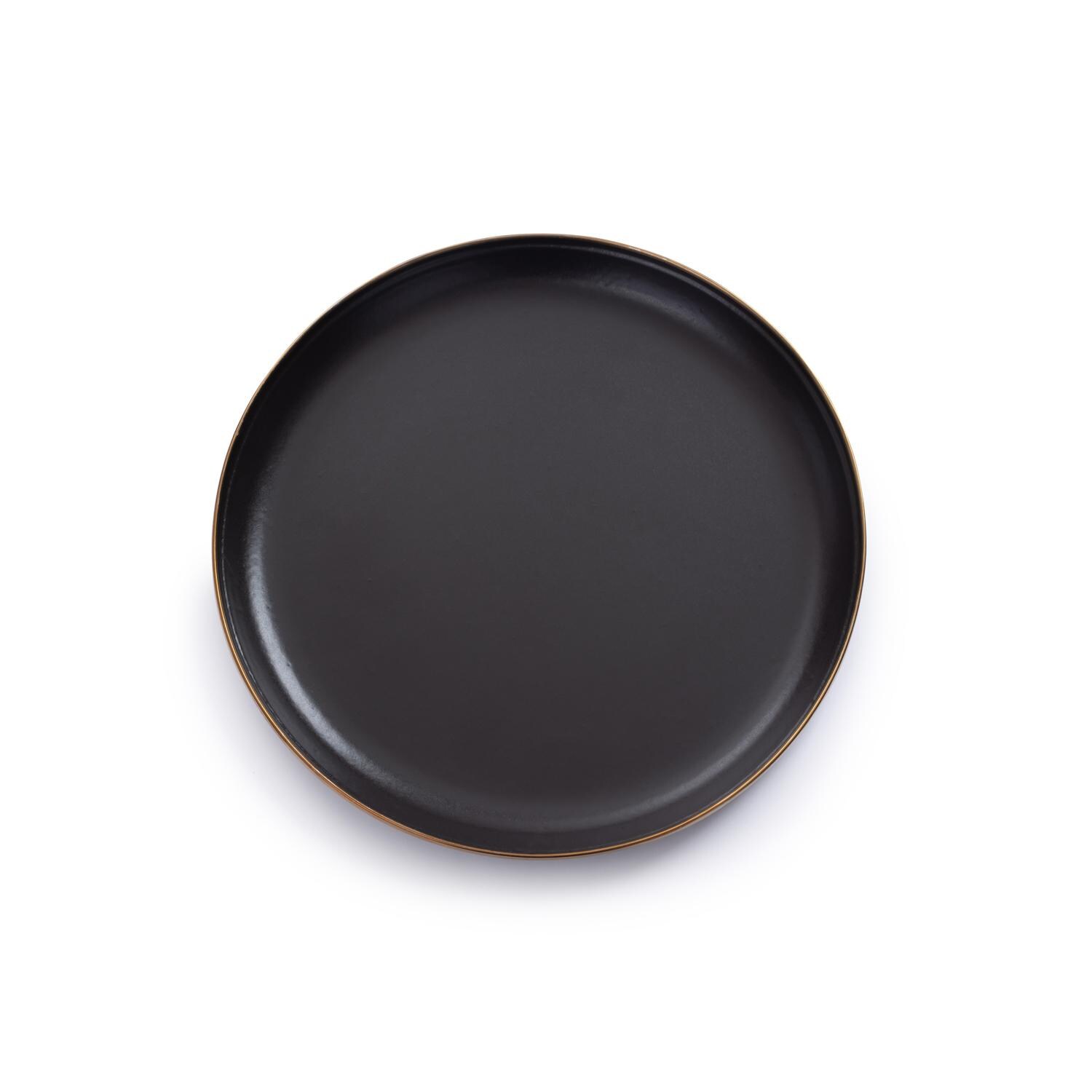 Barebones Living CKW-341 Enamel Deep Plate Set - Set of 2 - Charcoal - Top View thumbnail