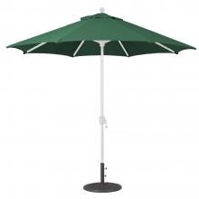 Galtech 9 Ft. Octagonal Aluminum Patio Market Umbrella W/ Crank Lift And Deluxe Auto Tilt - White Frame W/ Sunbrella Canvas Forest Green Canopy