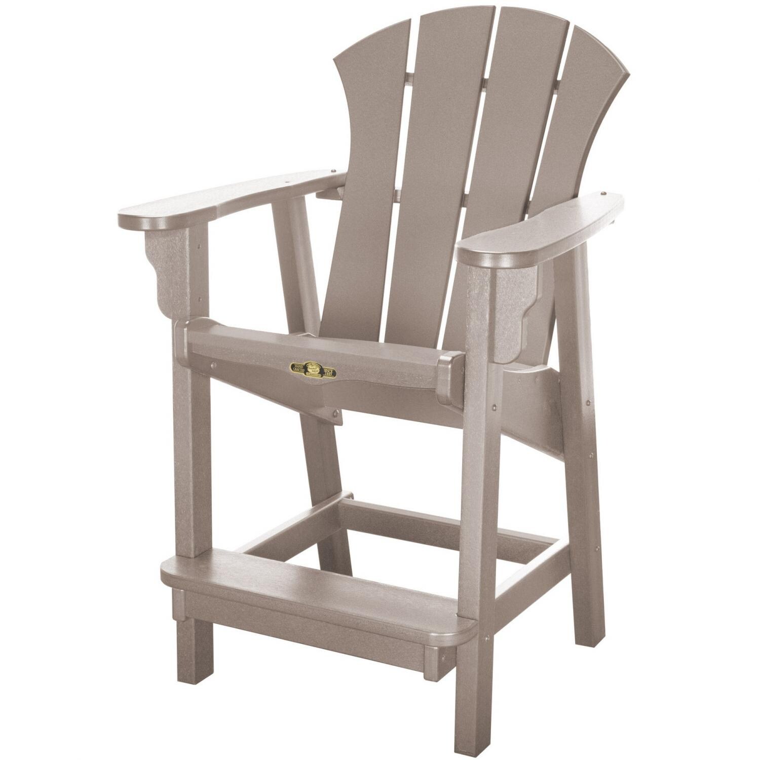 Pawleys Island Sunrise Poly Lumber Patio Adirondack Counter Height Patio Bar Stool - Weatherwood